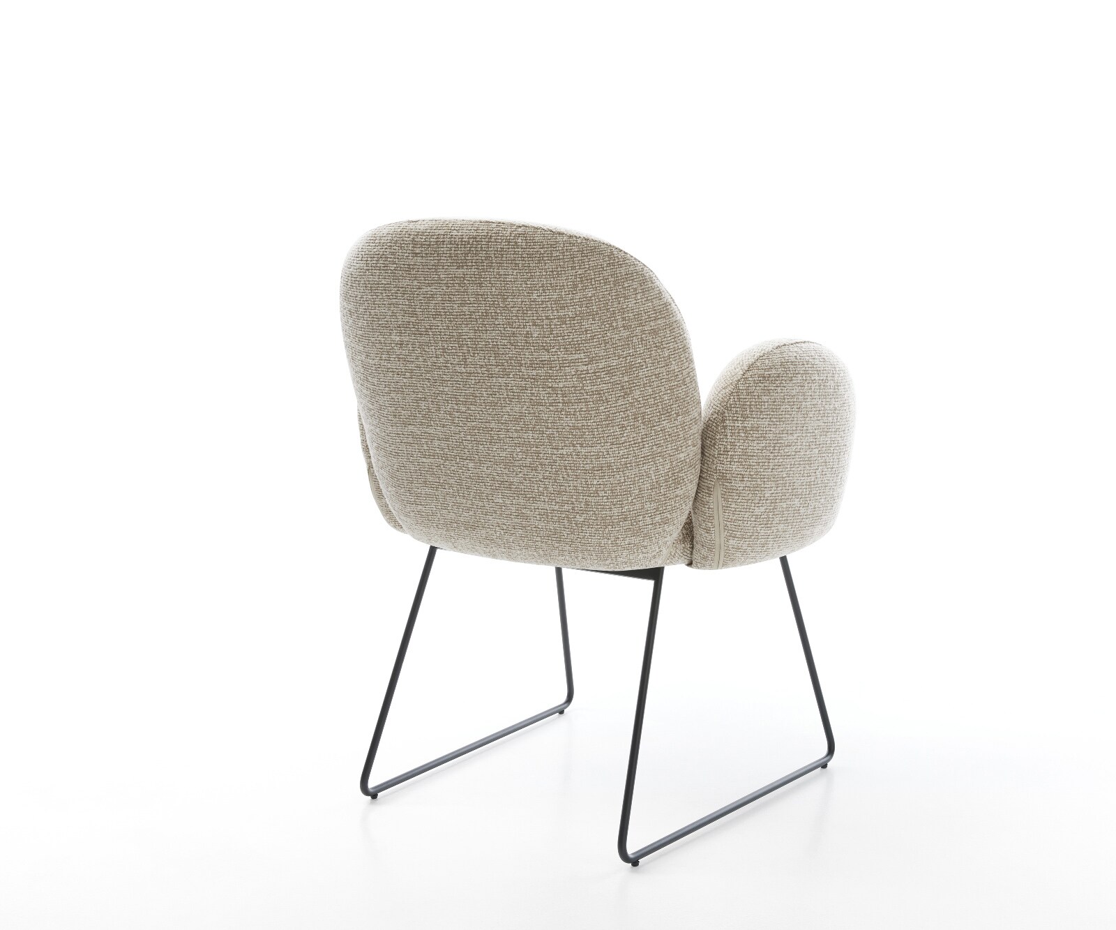 Eetkamerstoel Nube-Flex met armleuning geweven stof beige slipframe zwart pocketveer kern 5