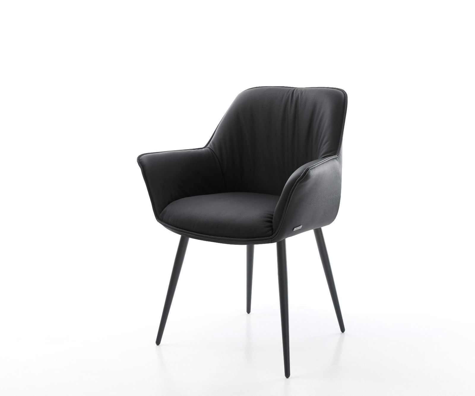 Eetkamerstoel Keila-Flex met armleuning echt leer zwart 4-poot conisch zwart Eetkamerstoel Keila-Flex met armleuning echt leer zwart 4-poot conisch zwart