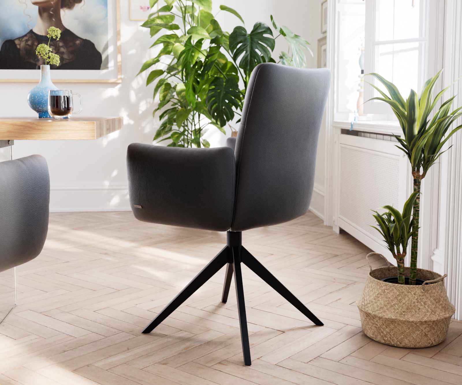 Draaistoel Jova-Flex met armleuning echt leer zwart kruisframe breed zwart 360° draaibaar pocketveer kern 3 Draaistoel Jova-Flex met armleuning echt leer zwart kruisframe breed zwart 360° draaibaar pocketveer kern 3