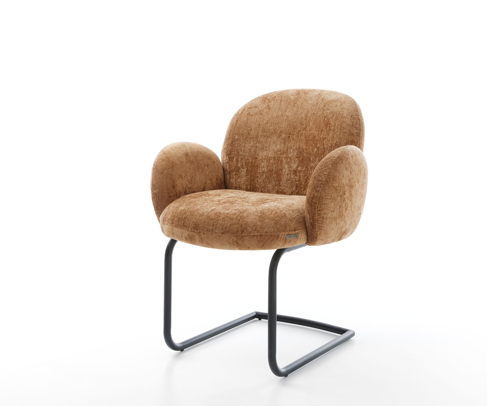 Sledemodel Nube-Flex met armleuning chenille Roest sledemodel rond zwart pocketveer kern