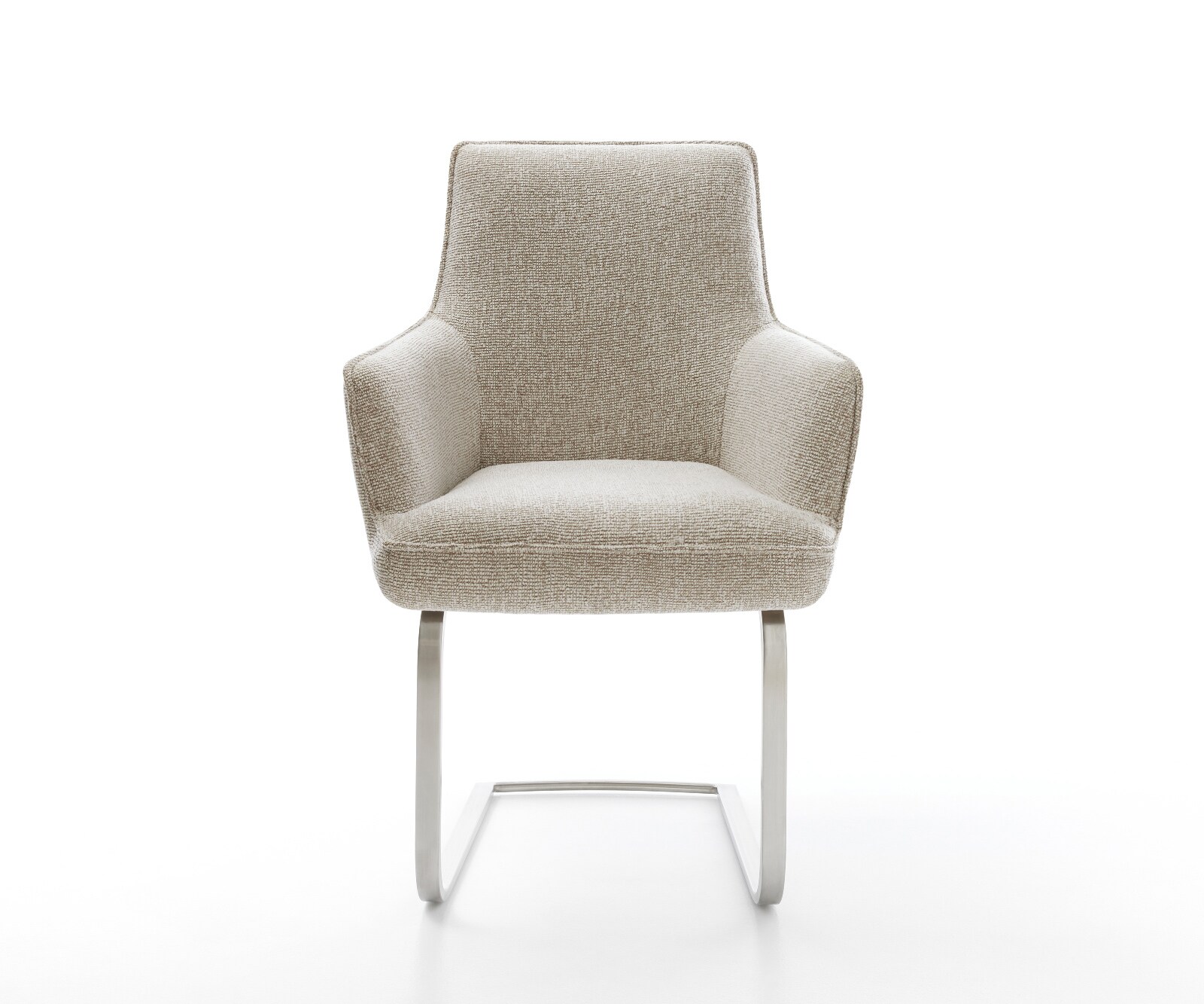 Sledemodel Heira-Flex met armleuning geweven stof beige sledemodel vlak roestvrij staal pocketveer kern 2