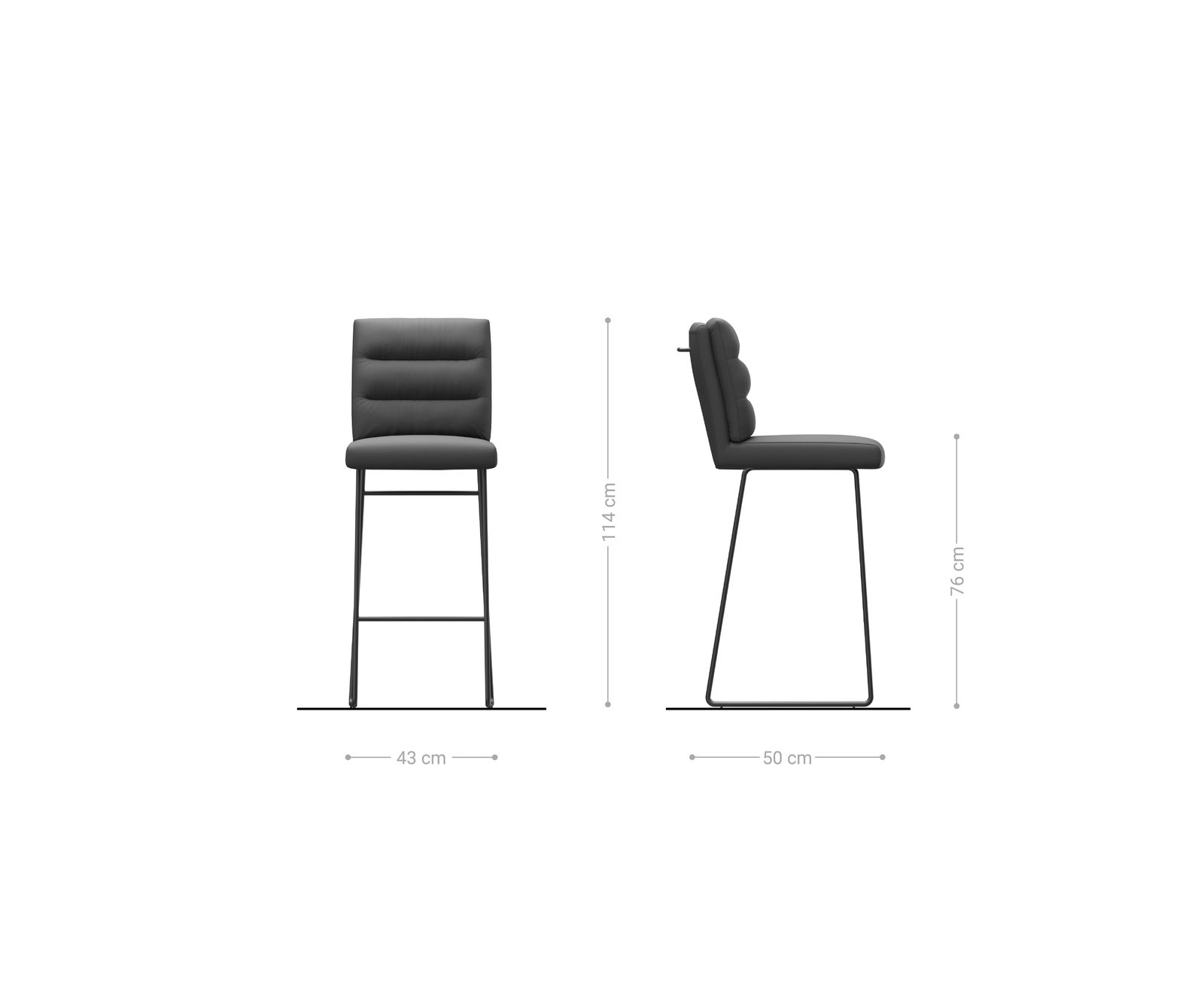 Barstoel Pela-Flex vintage antraciet slipframe metaal 6