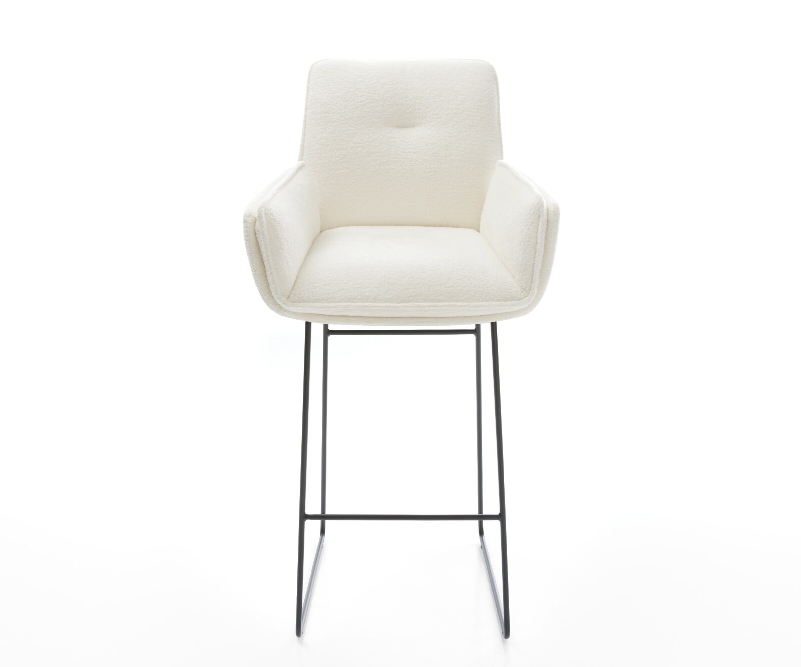 Barstoel Nela-Flex Bouclé zacht Beige Sledeonderstel metaal zwart Zwart 2