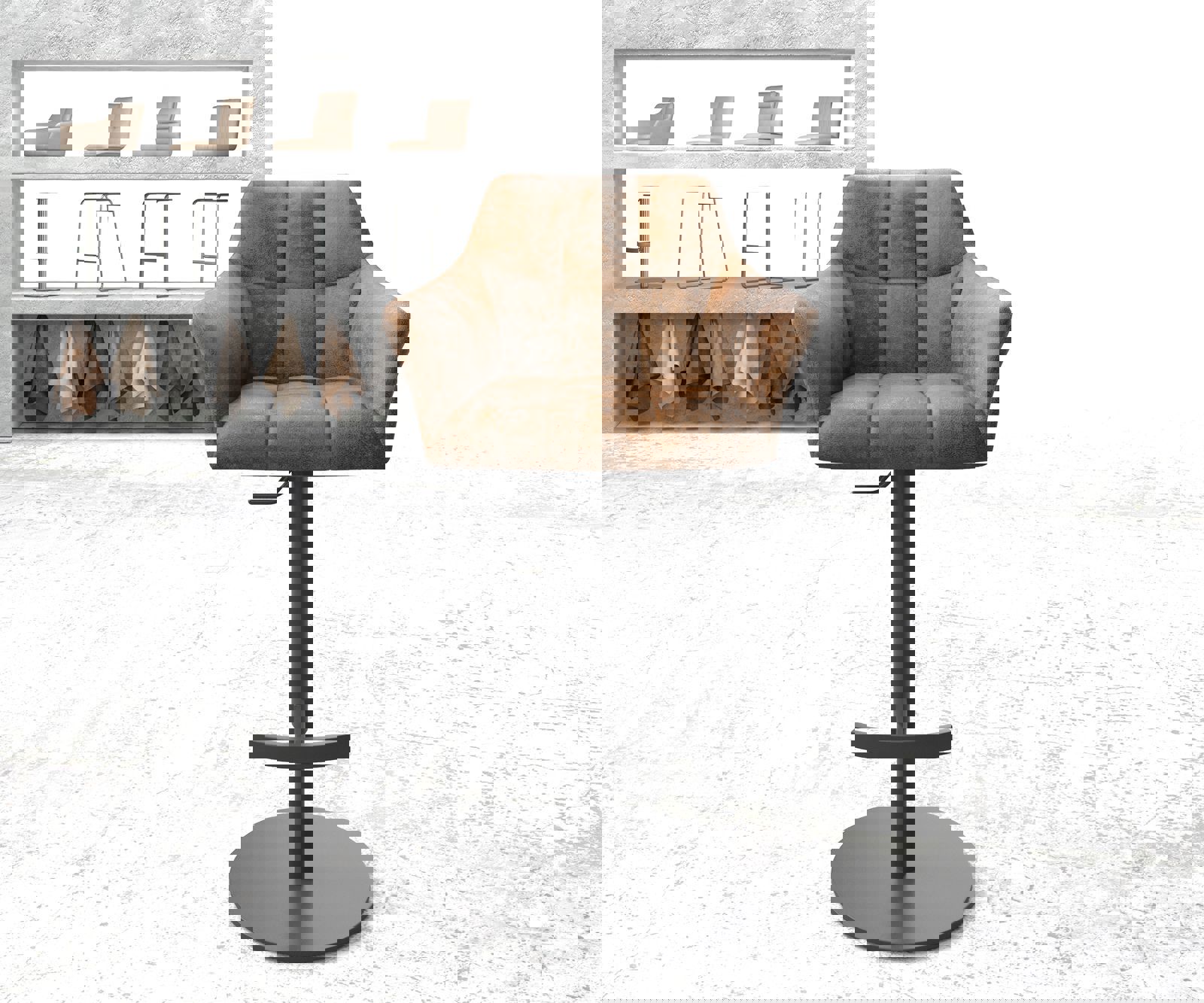 Barstoel Yulo-Flex vintage bruin draaivoet hoogteverstelbaar metaal 1 Barstoel Yulo-Flex vintage bruin draaivoet hoogteverstelbaar metaal 1