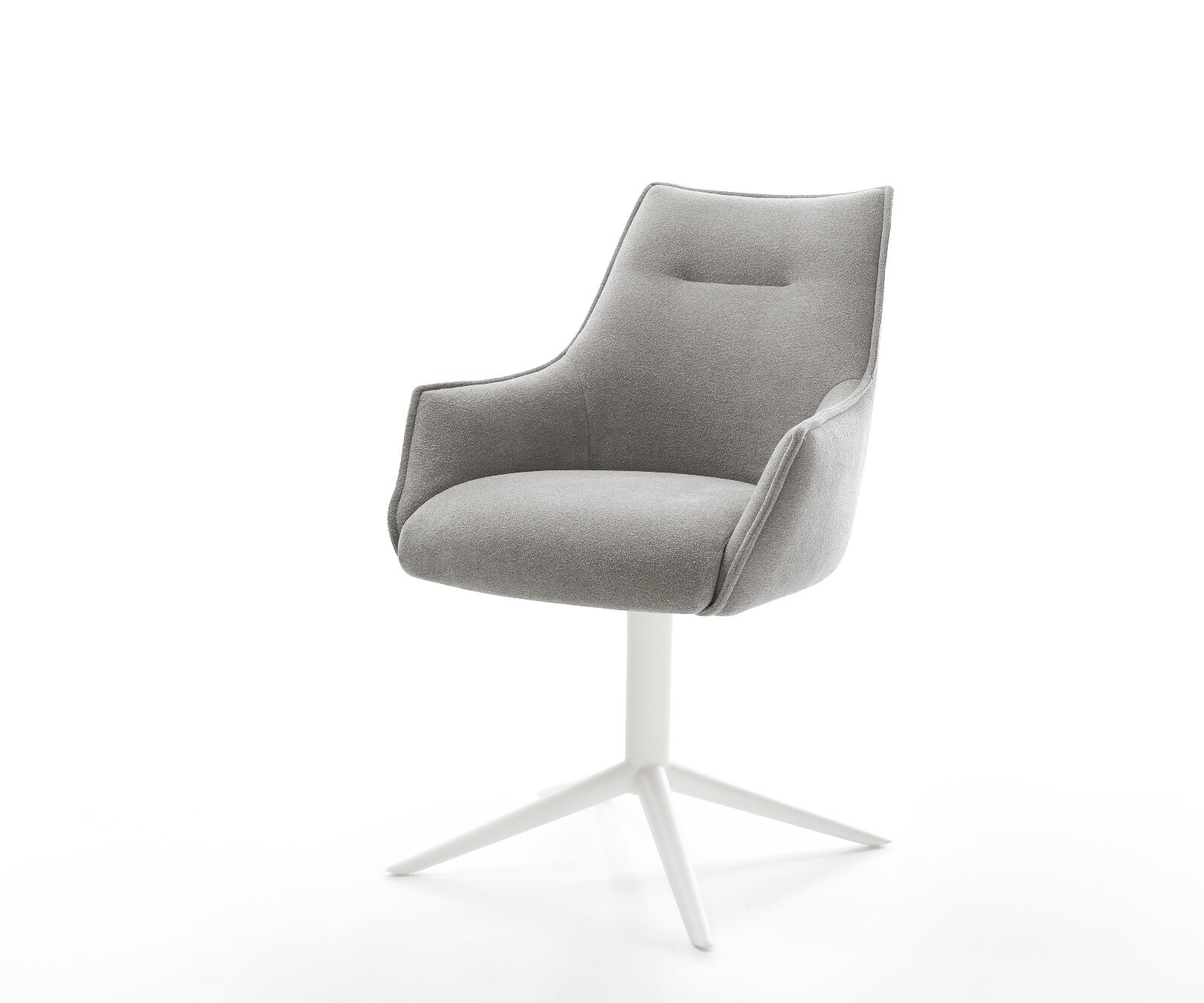 Draaistoel Alja-Flex met armleuning zachte stof met structuur grijs kruispoot wit 360° draaibaar rocker-functie pocketveer kern 1