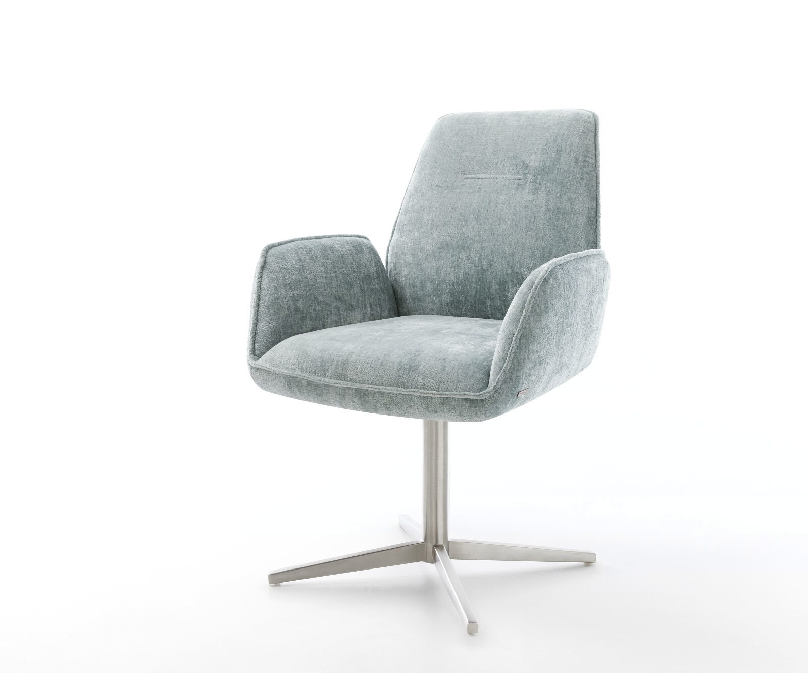 Draaistoel Zoa-Flex chenille pastelblauw kruispoot roestvrij staal 360° draaibaar pocketveer kern