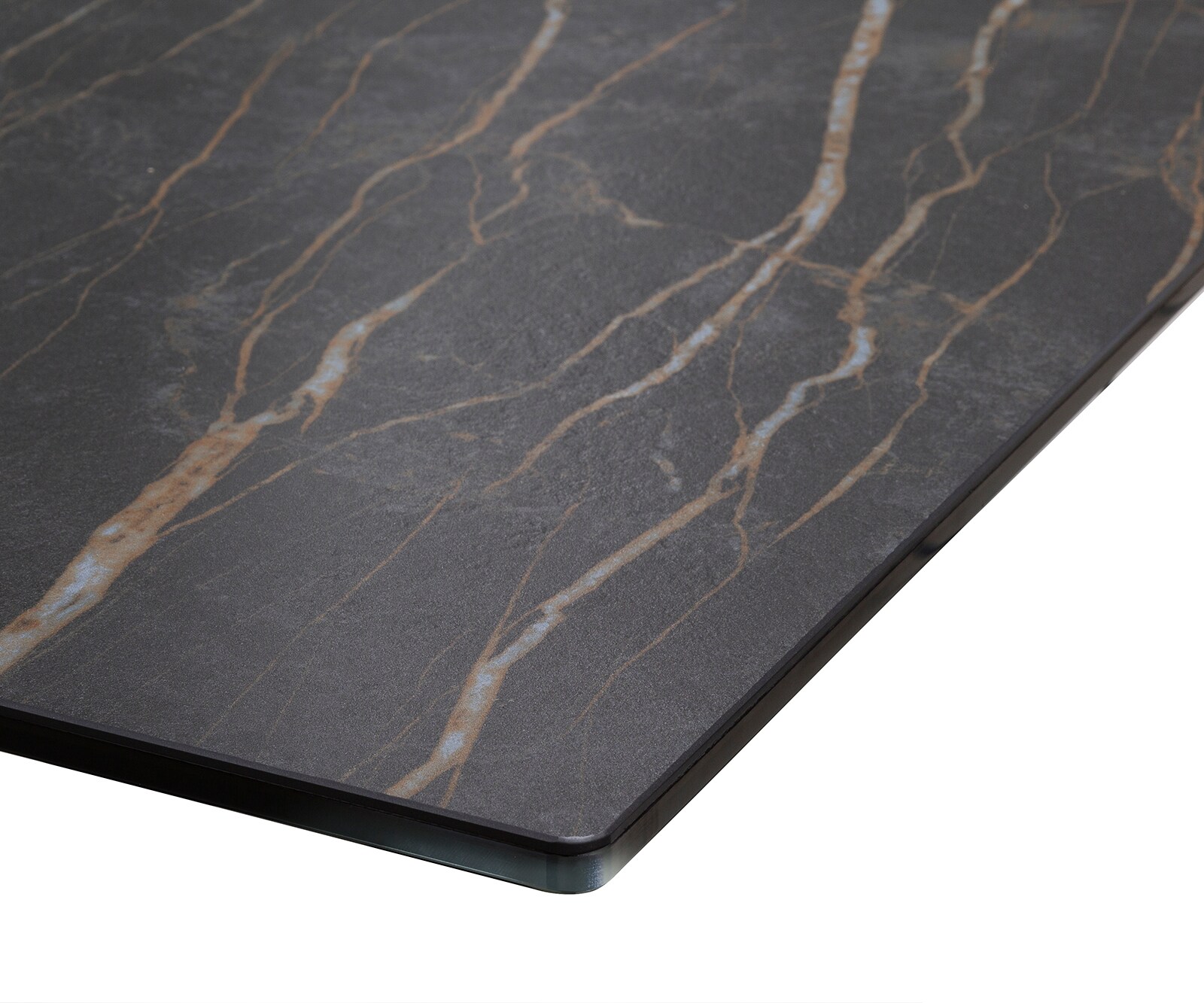 Eettafel Edge 200x100cm Laminam® keramiek bruin middenpoot kruis zilver 5