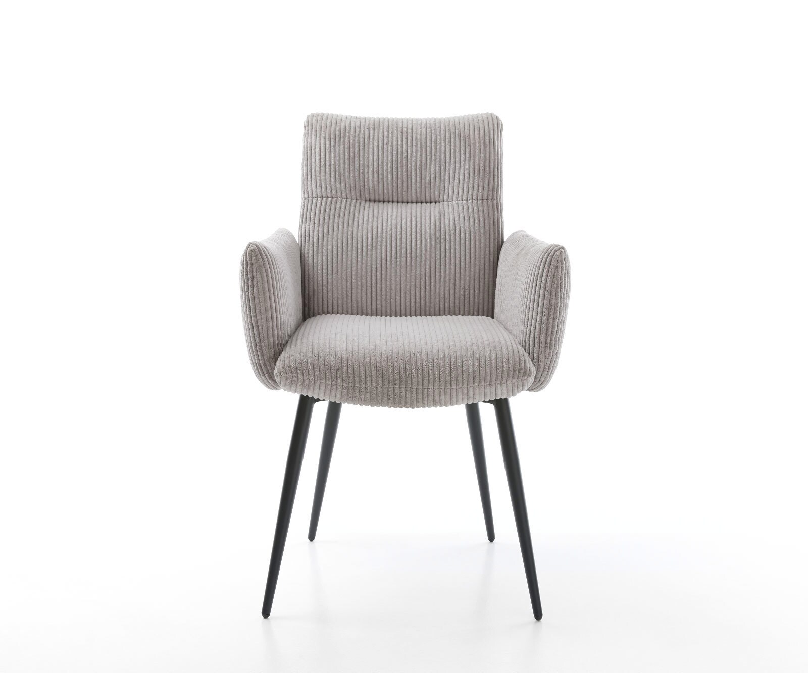 Eetkamerstoel Jova-Flex met armleuning koord zilver grijs 4-poot conisch zwart pocketveer kern 2