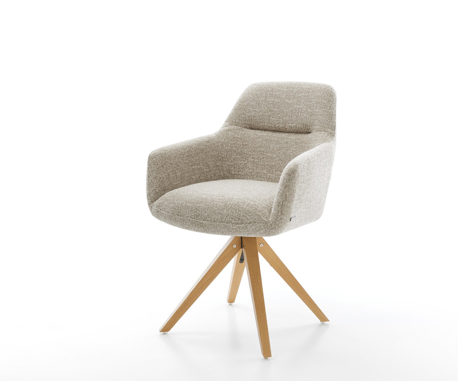 Draaistoel Pejo-Flex geweven stof beige houten frame hoekig natuur 360° draaibaar pocketveer kern 1