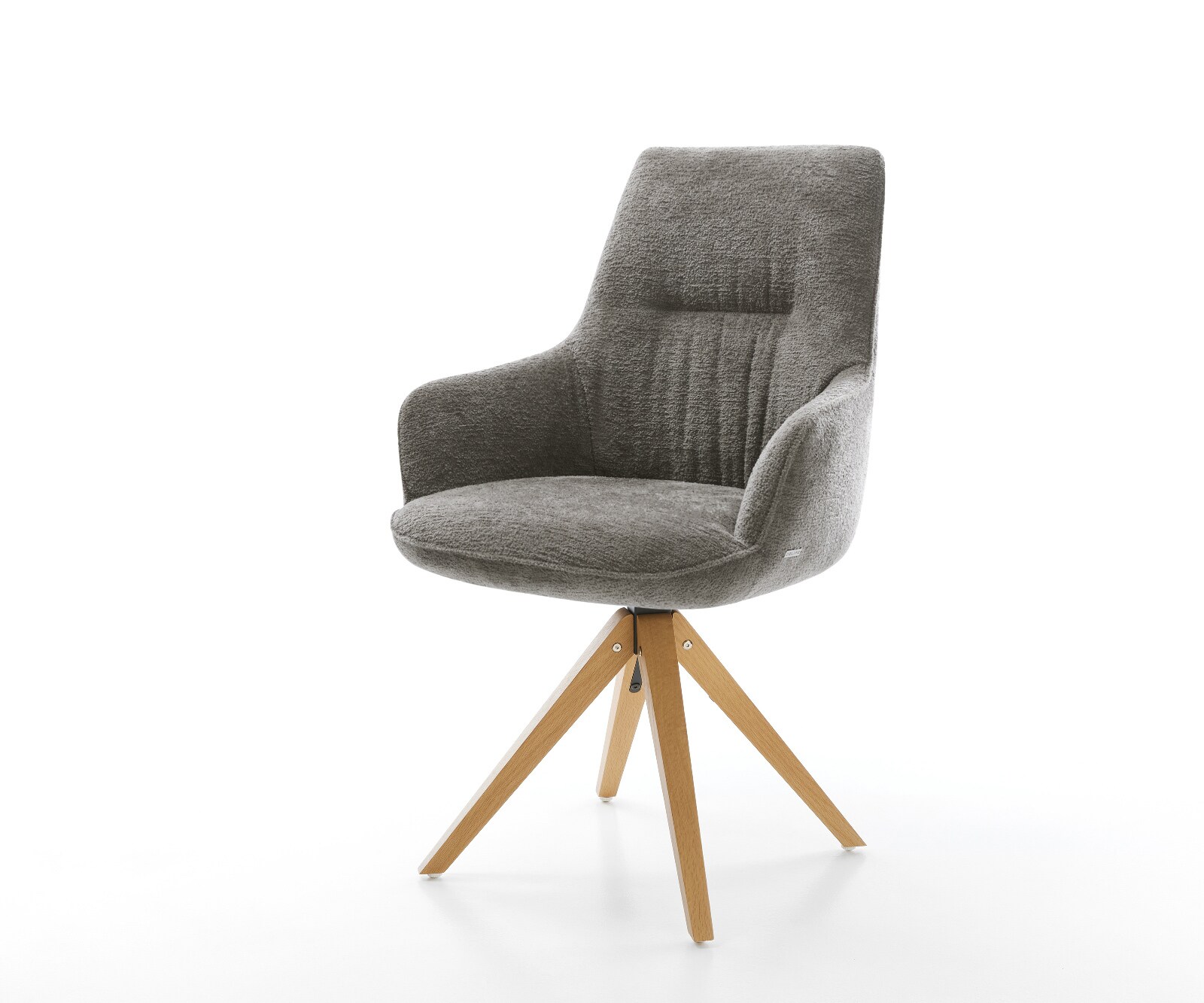 Draaistoel Zelia-Flex met armleuning bouclé zacht mud houten frame hoekig natuur 180° draaibaar pocketveer kern