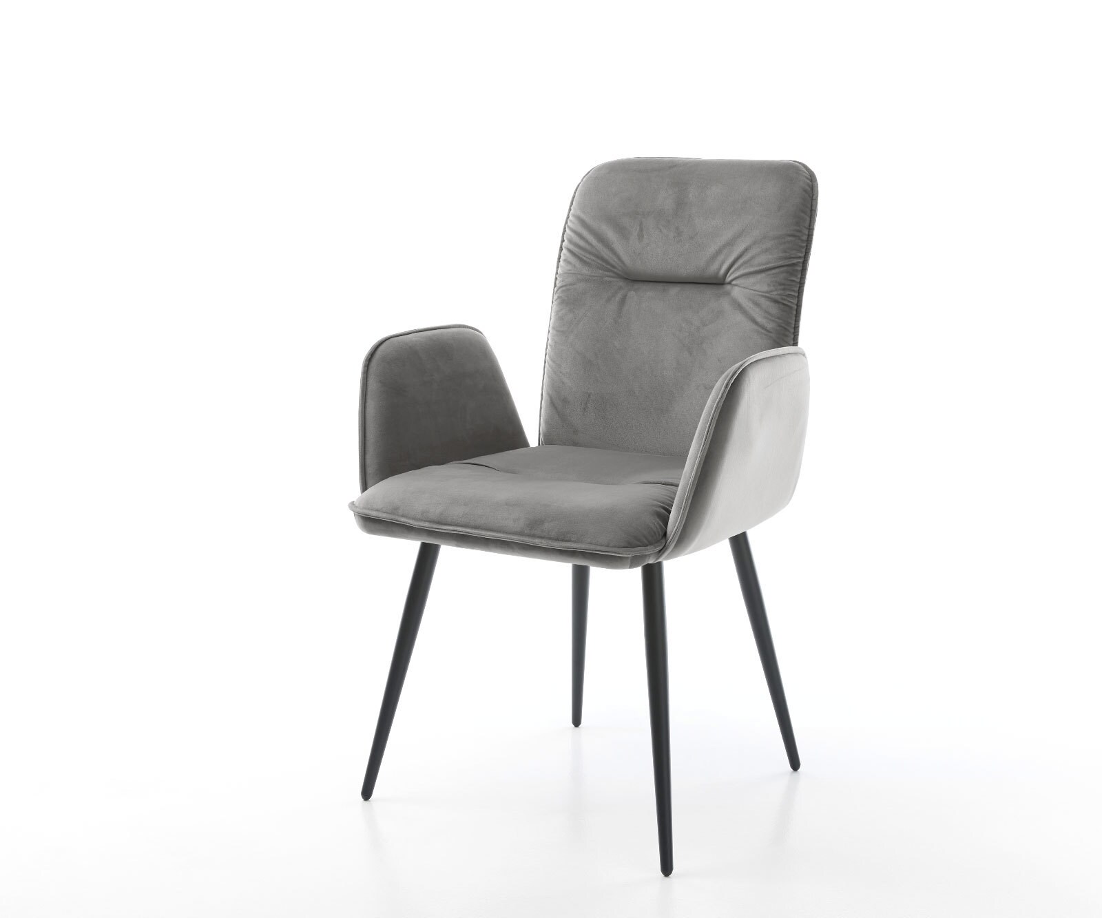Eetkamerstoel Vinja-Flex fluweel grijs 4-poot conisch zwart Eetkamerstoel Vinja-Flex fluweel grijs 4-poot conisch zwart