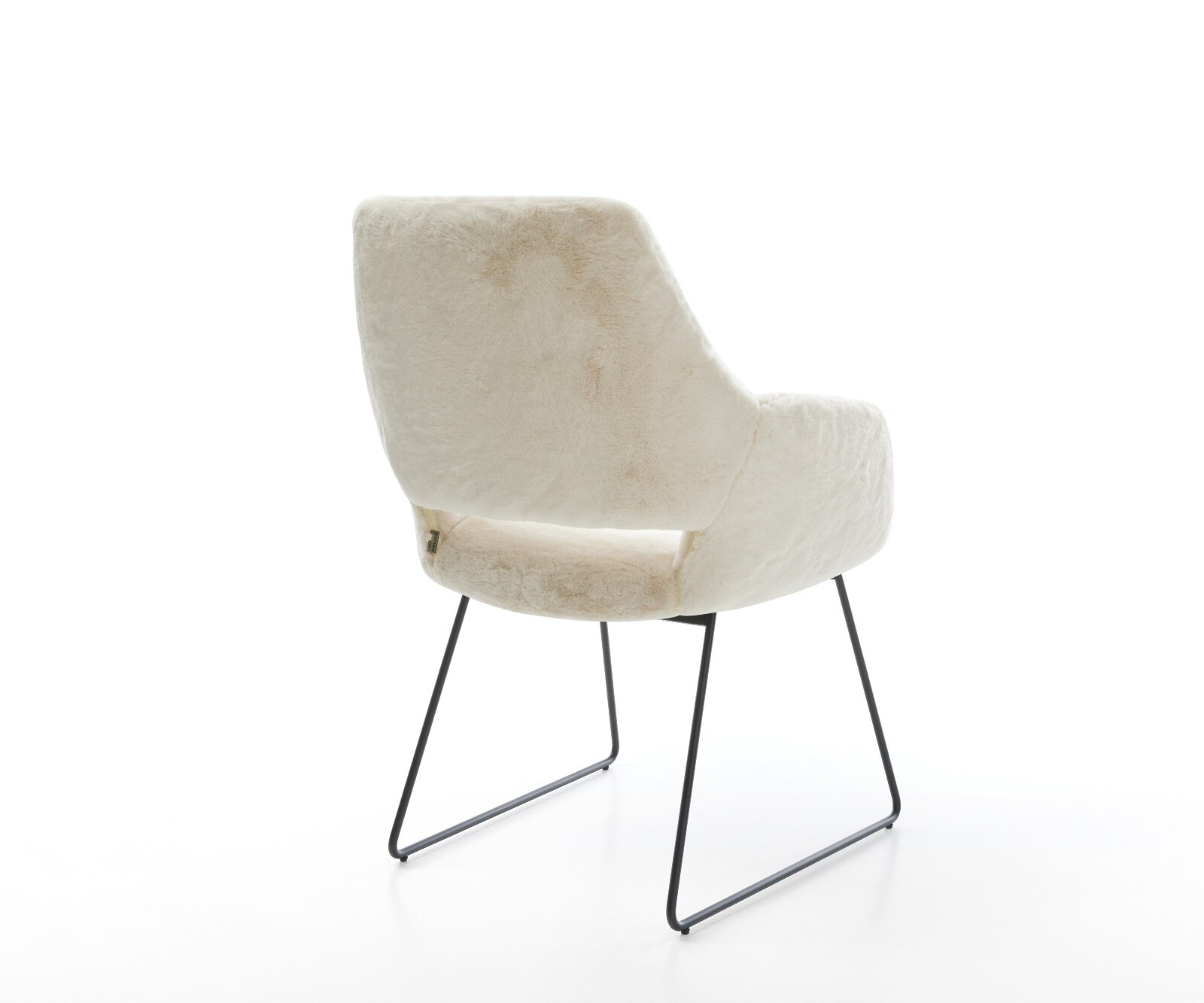 Eetkamerstoel Yago-Flex met armleuning pluchen crème-wit slipframe zwart pocketveer kern 5