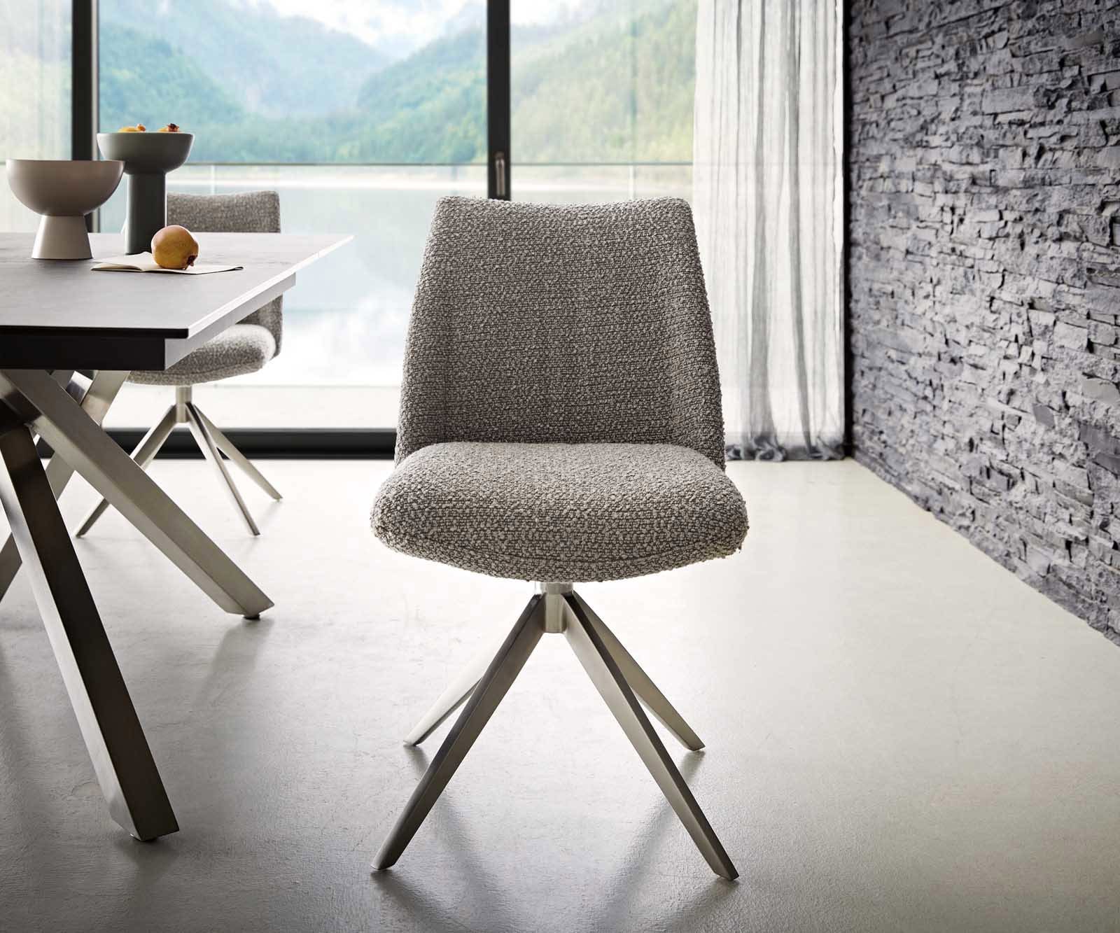 Draaistoel Elso-Flex bouclé zilver grijs kruisframe breed roestvrij staal 360° draaibaar pocketveer kern 1 Draaistoel Elso-Flex bouclé zilver grijs kruisframe breed roestvrij staal 360° draaibaar pocketveer kern 1