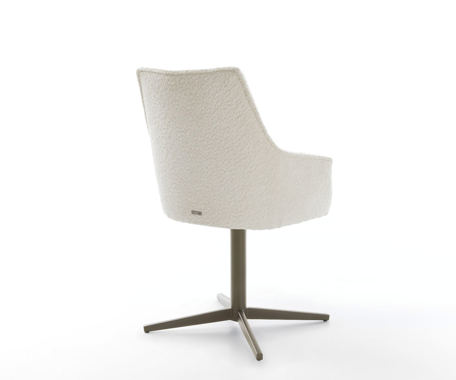 Draaistoel Alja-Flex met armleuning bouclé wit kruispoot afwerking met titanium 360° draaibaar pocketveer kern 4 Draaistoel Alja-Flex met armleuning bouclé wit kruispoot afwerking met titanium 360° draaibaar pocketveer kern 4