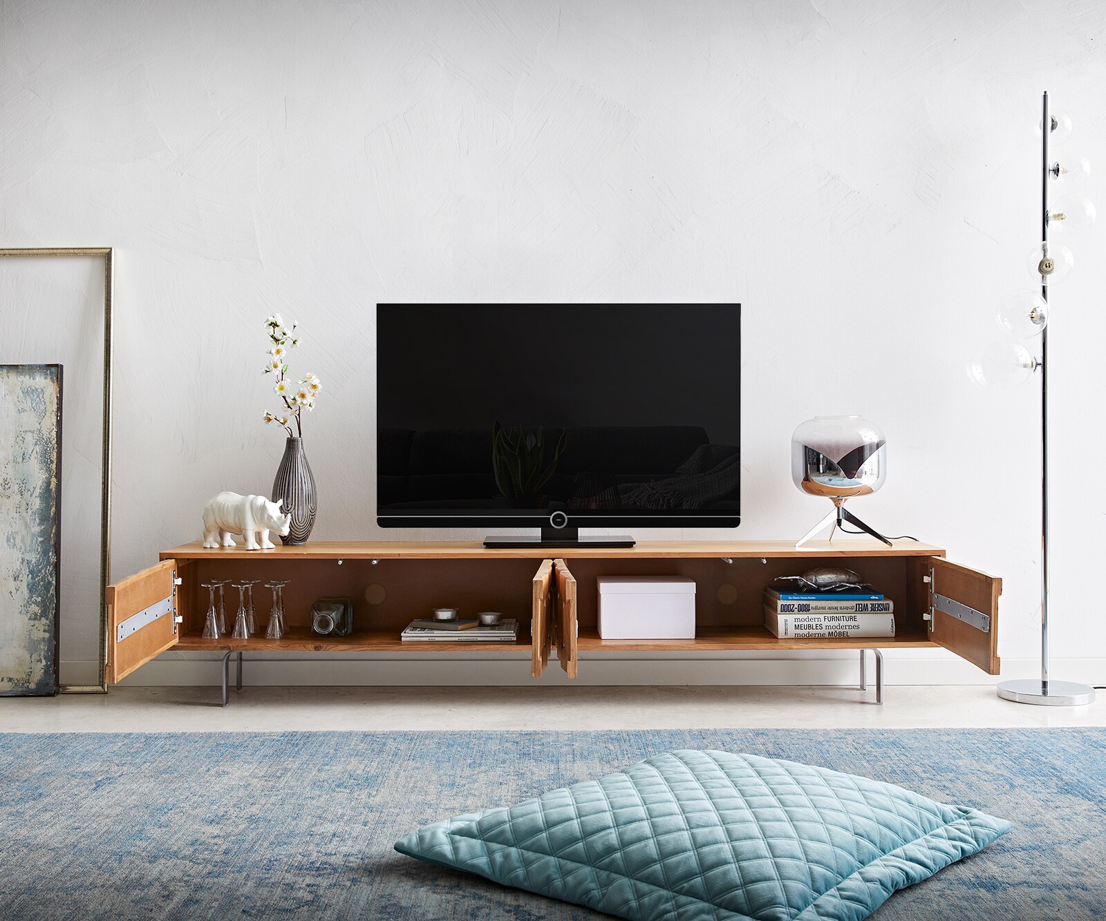 Tv-meubel Fevo 200 cm acacia natuur 4 deuren L-poot 3