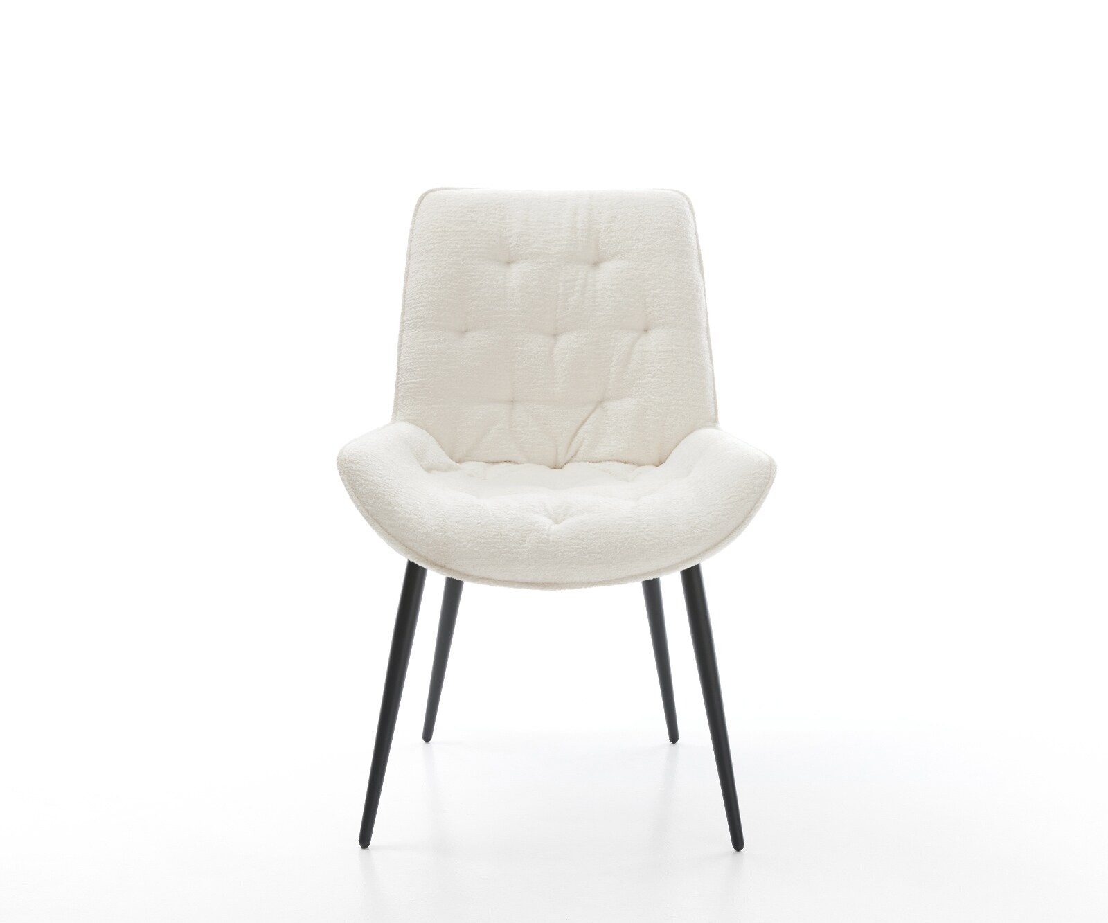 Eetkamerstoel Taimi-Flex bouclé zacht beige 4-poot conisch zwart 2
