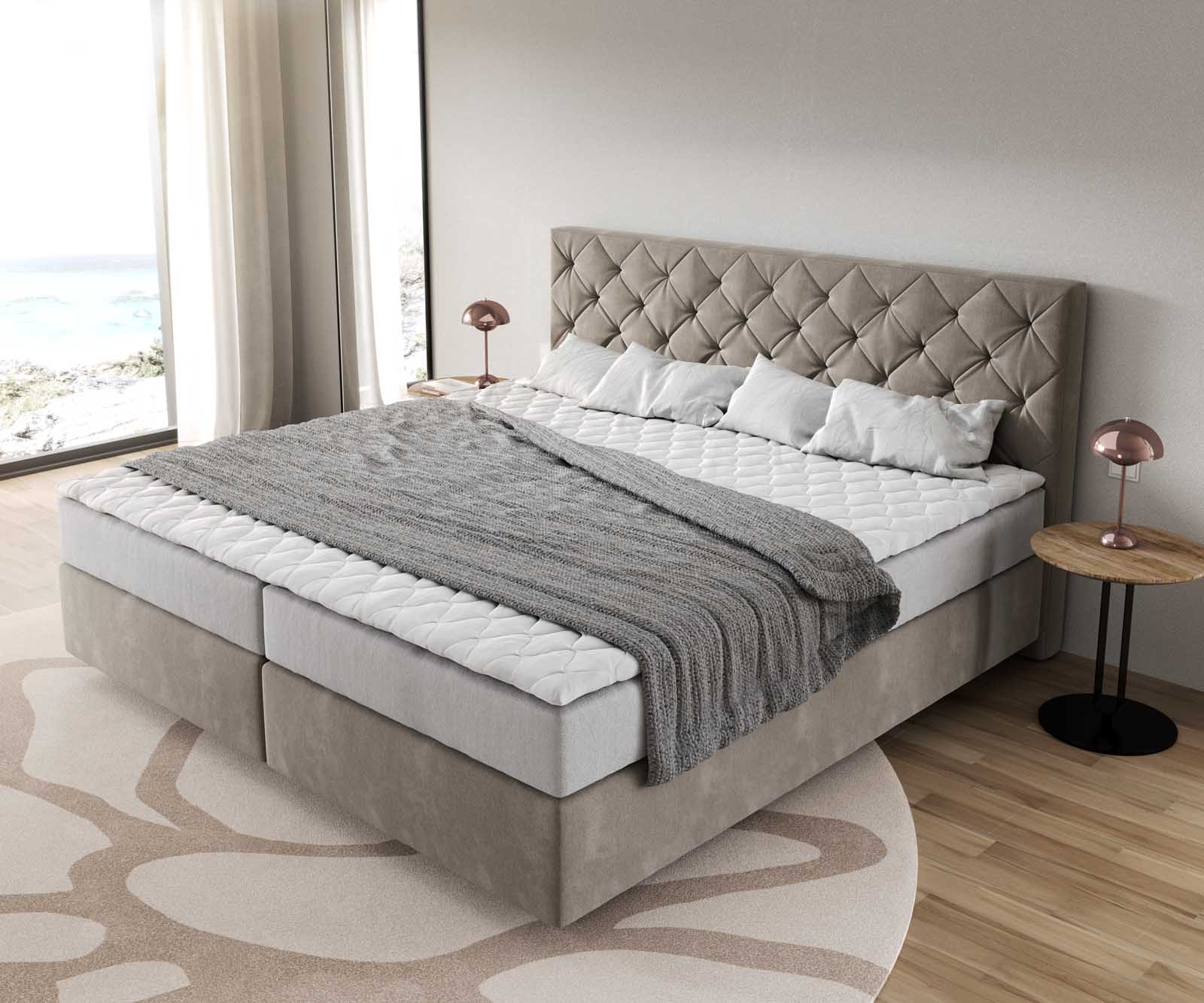 Boxspring bed Dream-Great Microvezel beige 200x200 cm met pocketveringmatras en visco-topper 4