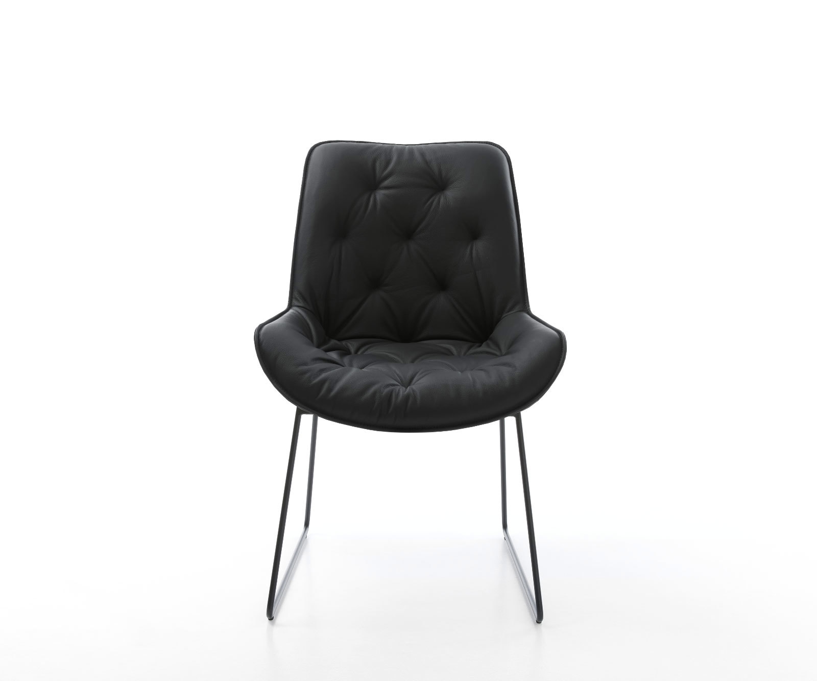 Eetkamerstoel Taimi-Flex echt leer zwart slipframe zwart 2 Eetkamerstoel Taimi-Flex echt leer zwart slipframe zwart 2