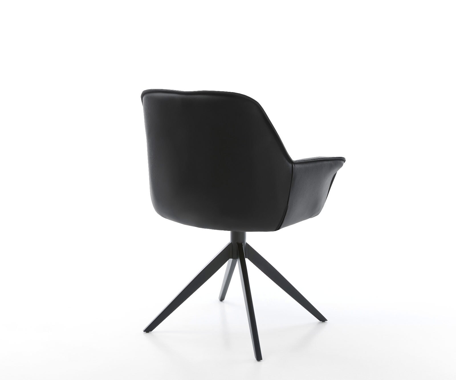 Draaistoel Keila-Flex met armleuning echt leer zwart kruisframe breed zwart 360° draaibaar rocker-functie 5