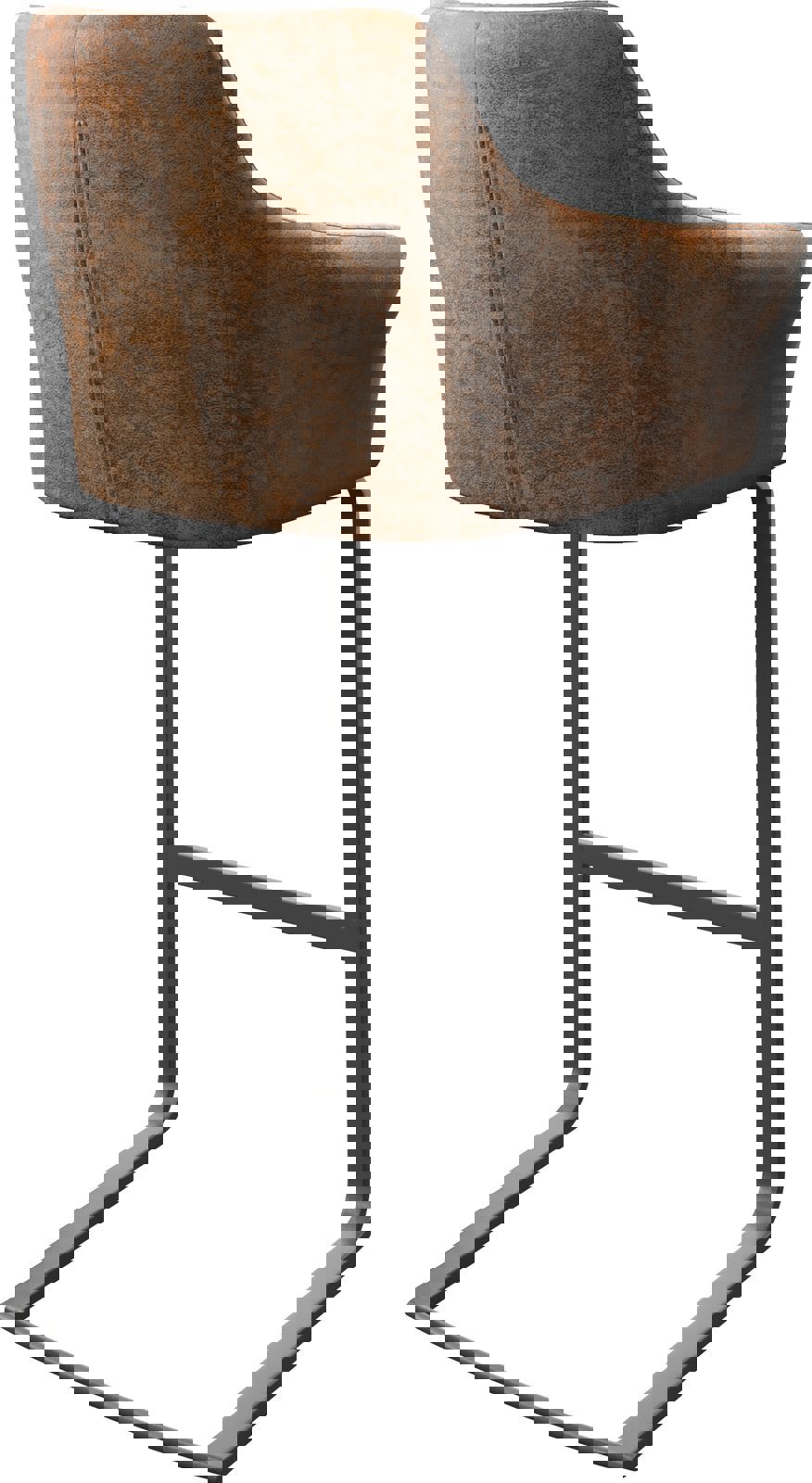 Barstoel Yulo-Flex vintage bruin sledestoel vlak metaal 4 Barstoel Yulo-Flex vintage bruin sledestoel vlak metaal 4