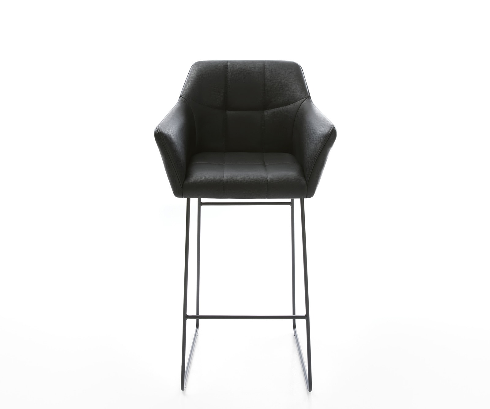 Barstoel Yulo-Flex echt leer zwart slipframe metaal 1 Barstoel Yulo-Flex echt leer zwart slipframe metaal 1