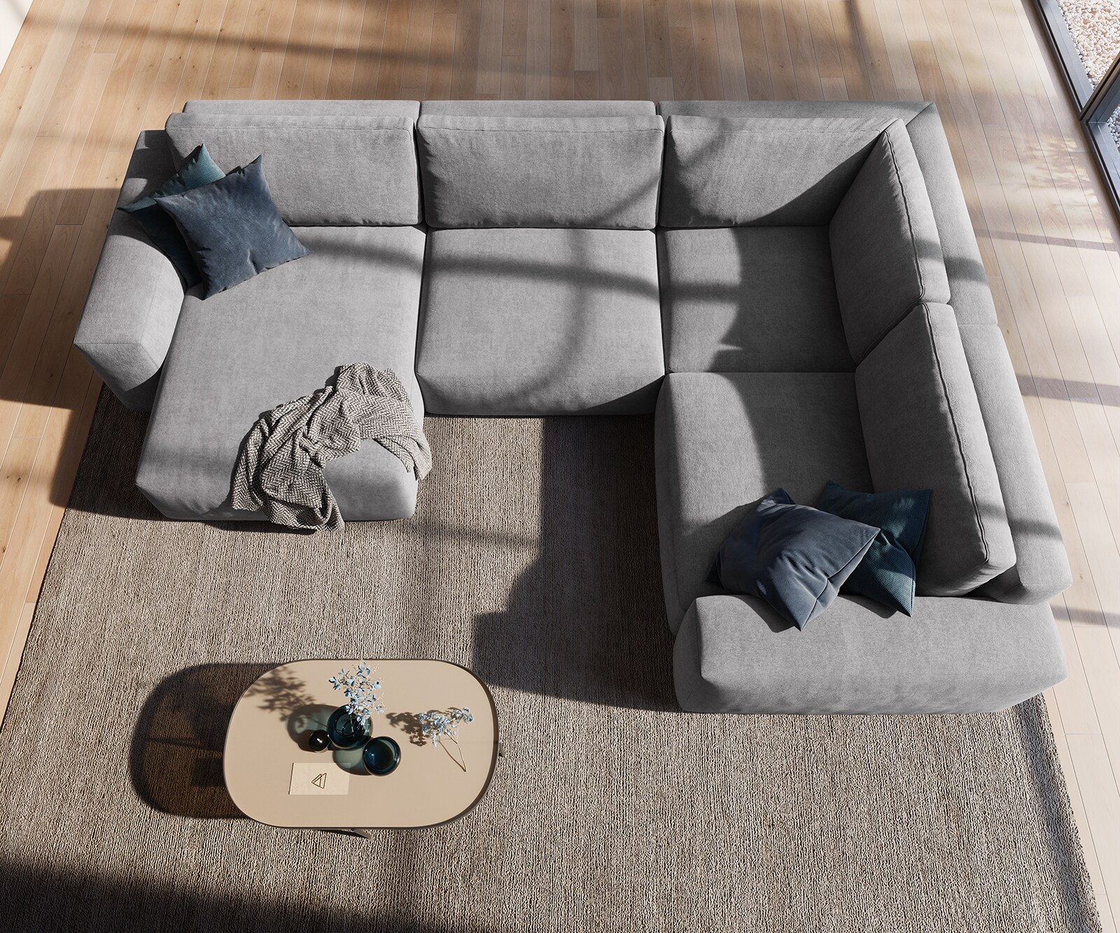Woonkamerlandschap Lanzo XL microvezel grijs 360x260 cm variabele fauteuil 3