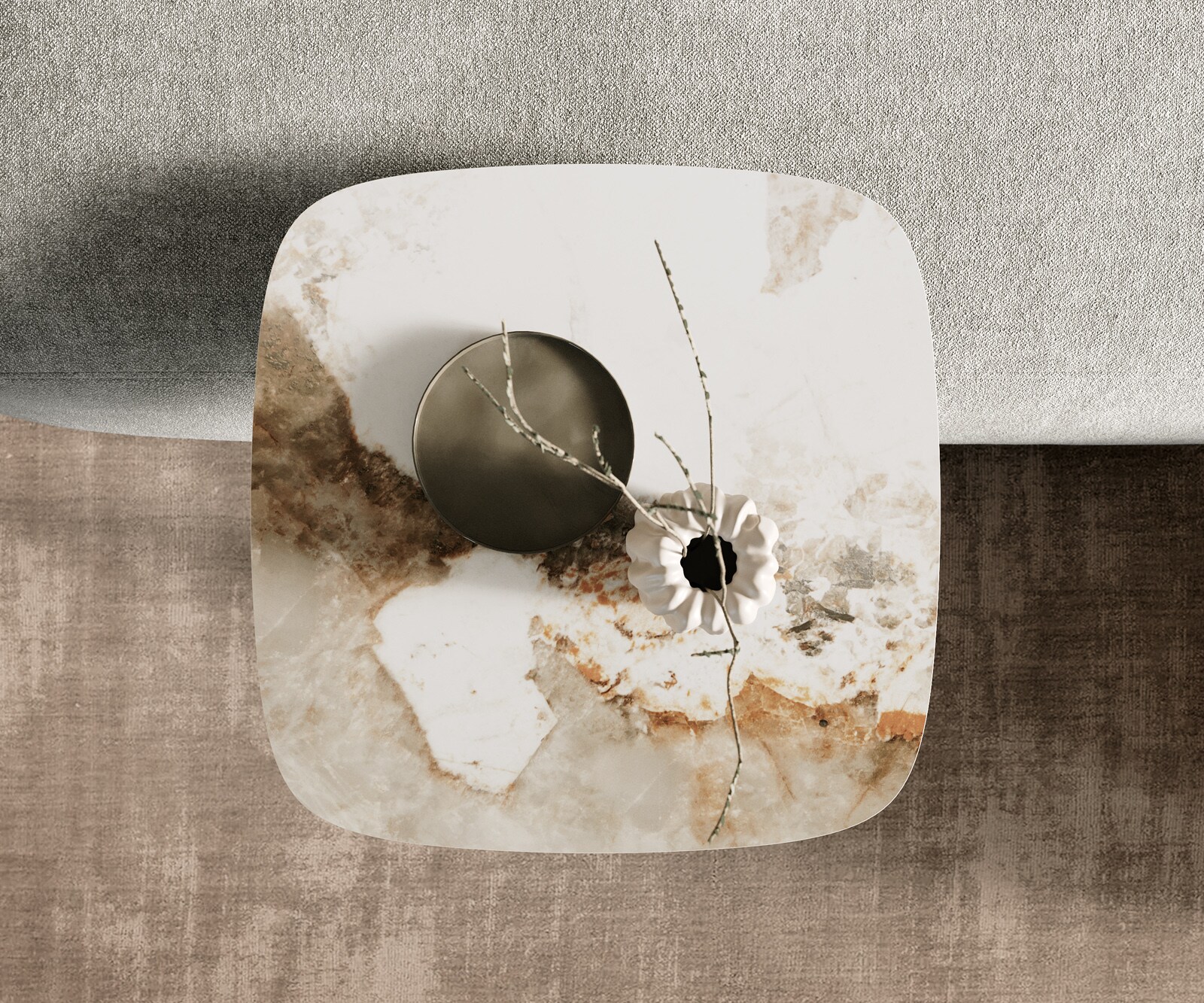 Salontafel Edge Boot 50x50 cm keramiek Minas Melange Eleny Metall effectafwerking titaan 4