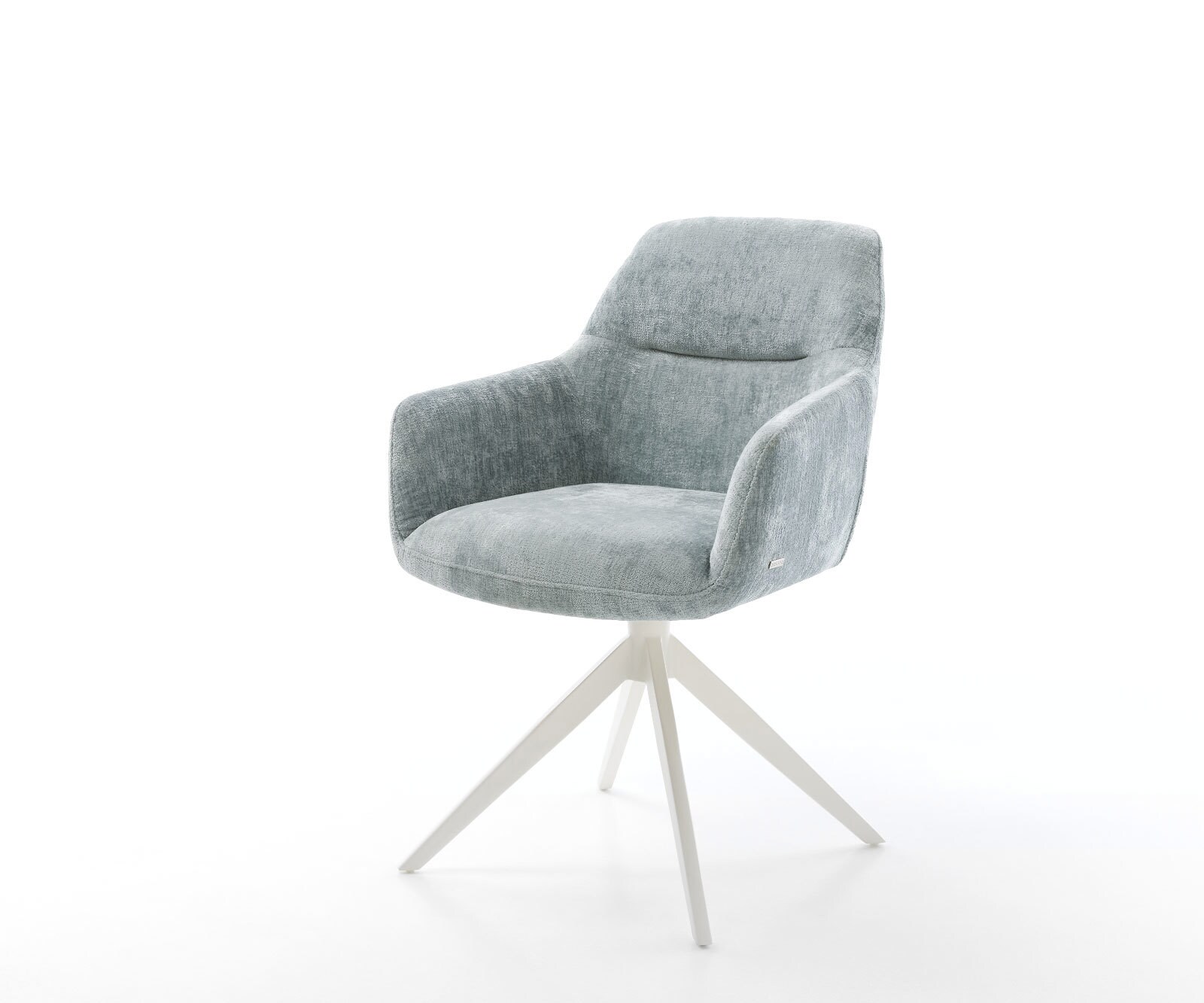 Draaistoel Pejo-Flex chenille pastelblauw kruisframe breed wit 360° draaibaar rocker-functie pocketveer kern