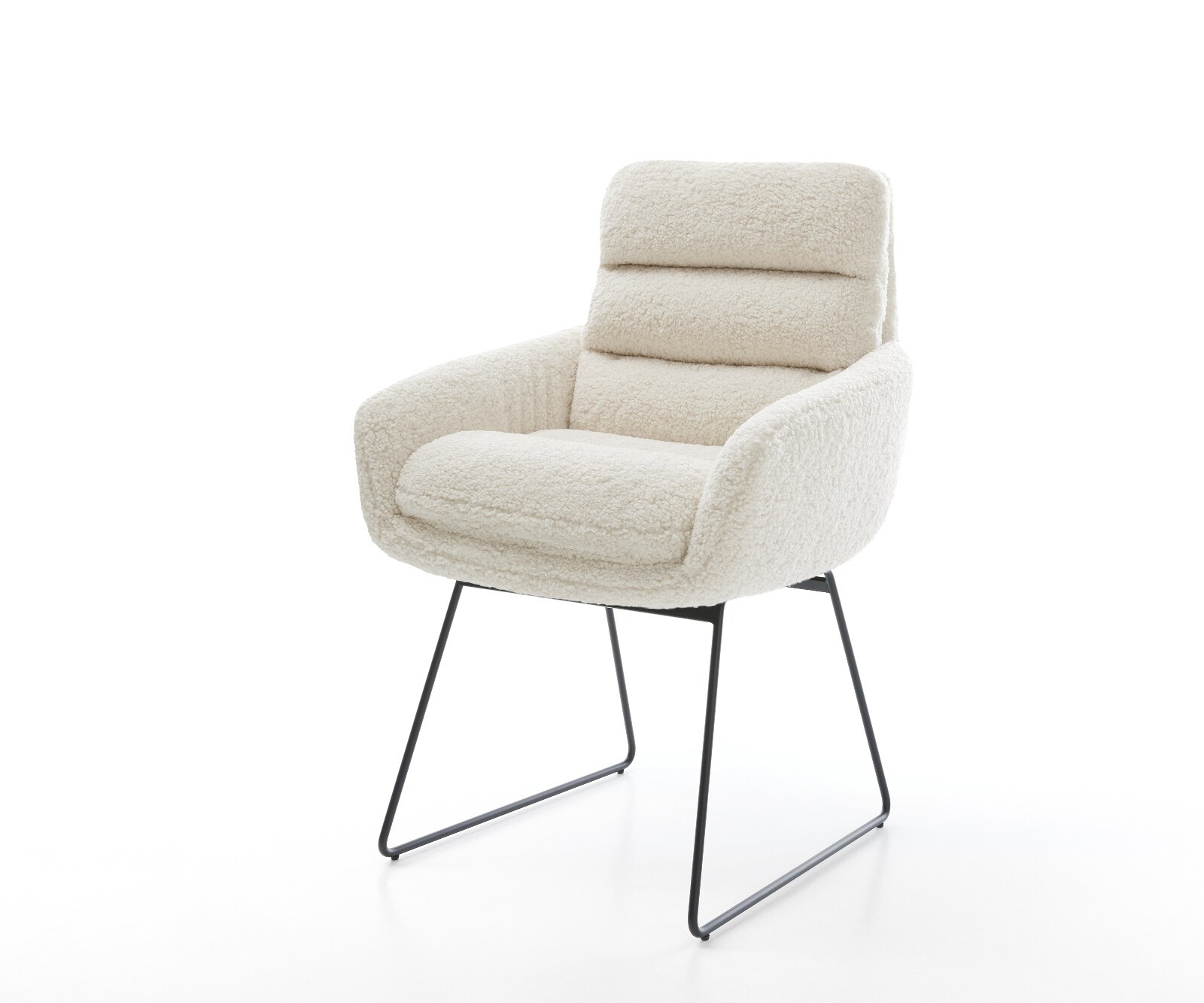 Eetkamerstoel Abelia-Flex met armleuning teddy beige slipframe zwart