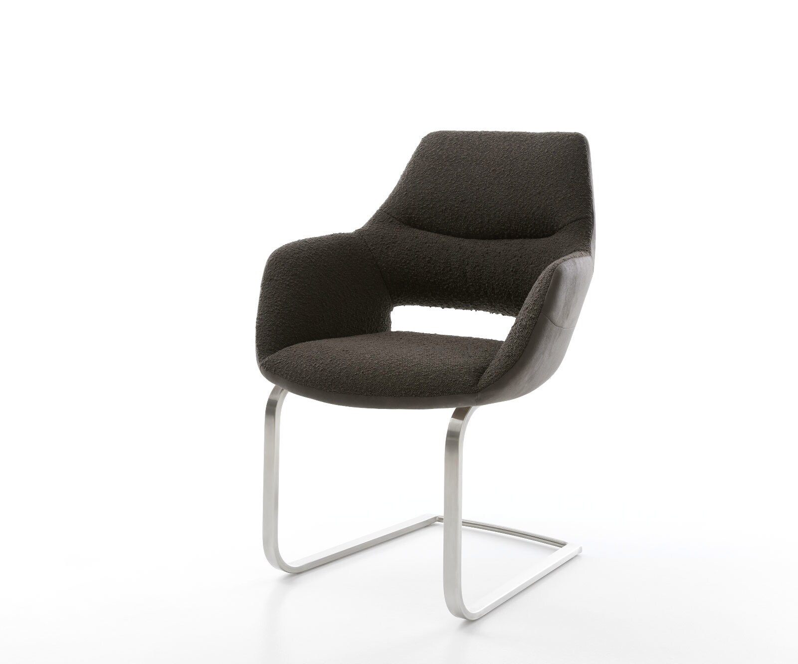Sledemodel Yago-Flex met armleuning materiaalmix zwart sledemodel vlak roestvrij staal pocketveer kern