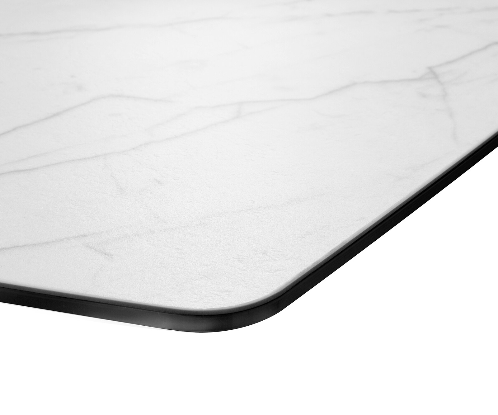 Eettafel Edge Bootsform 200x100cm Laminam® keramiek wit middenpoot vlak staal zilver 4