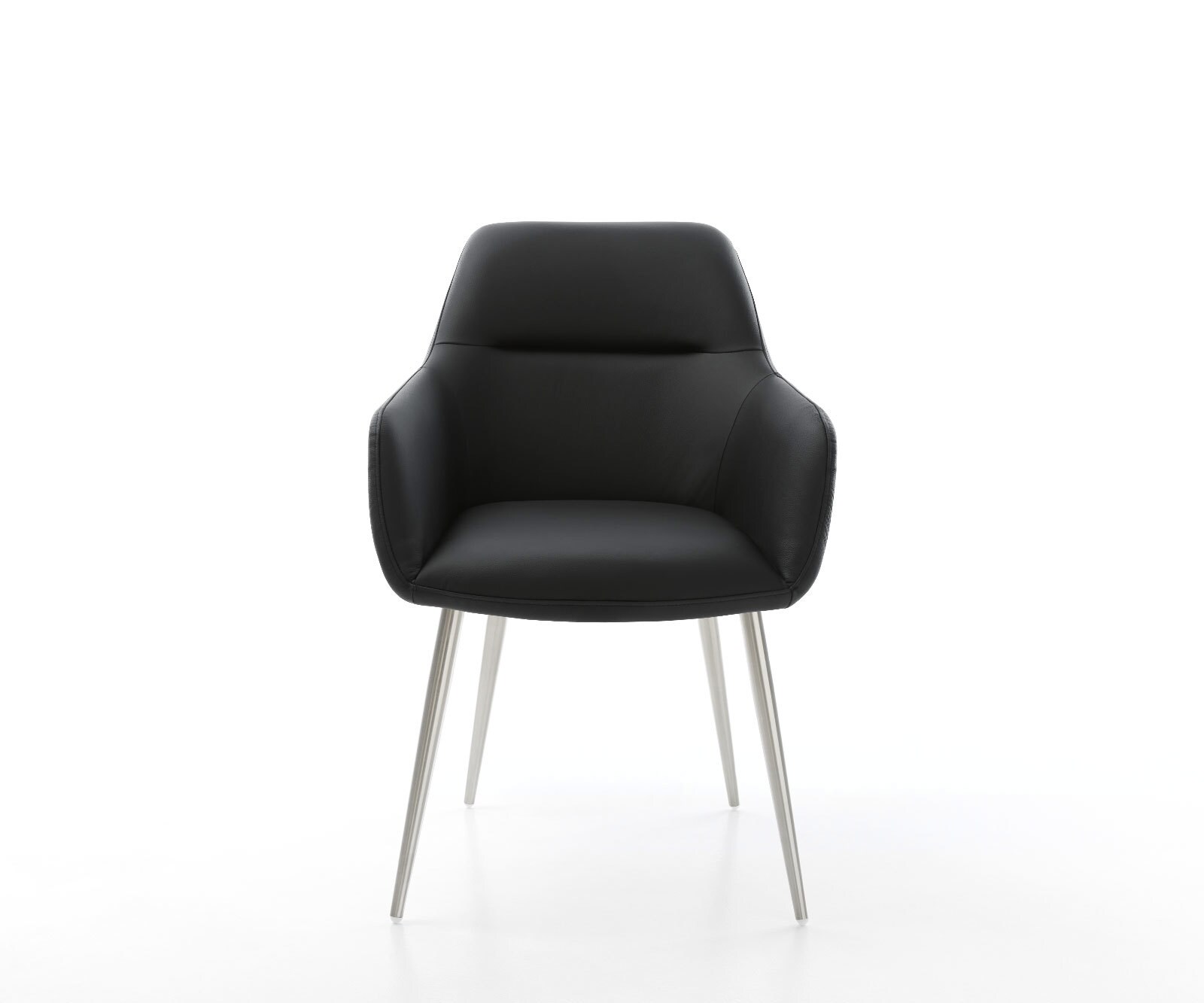 Eetkamerstoel Pejo-Flex echt leer zwart 4-poot conisch roestvrij staal pocketveer kern 1 Eetkamerstoel Pejo-Flex echt leer zwart 4-poot conisch roestvrij staal pocketveer kern 1
