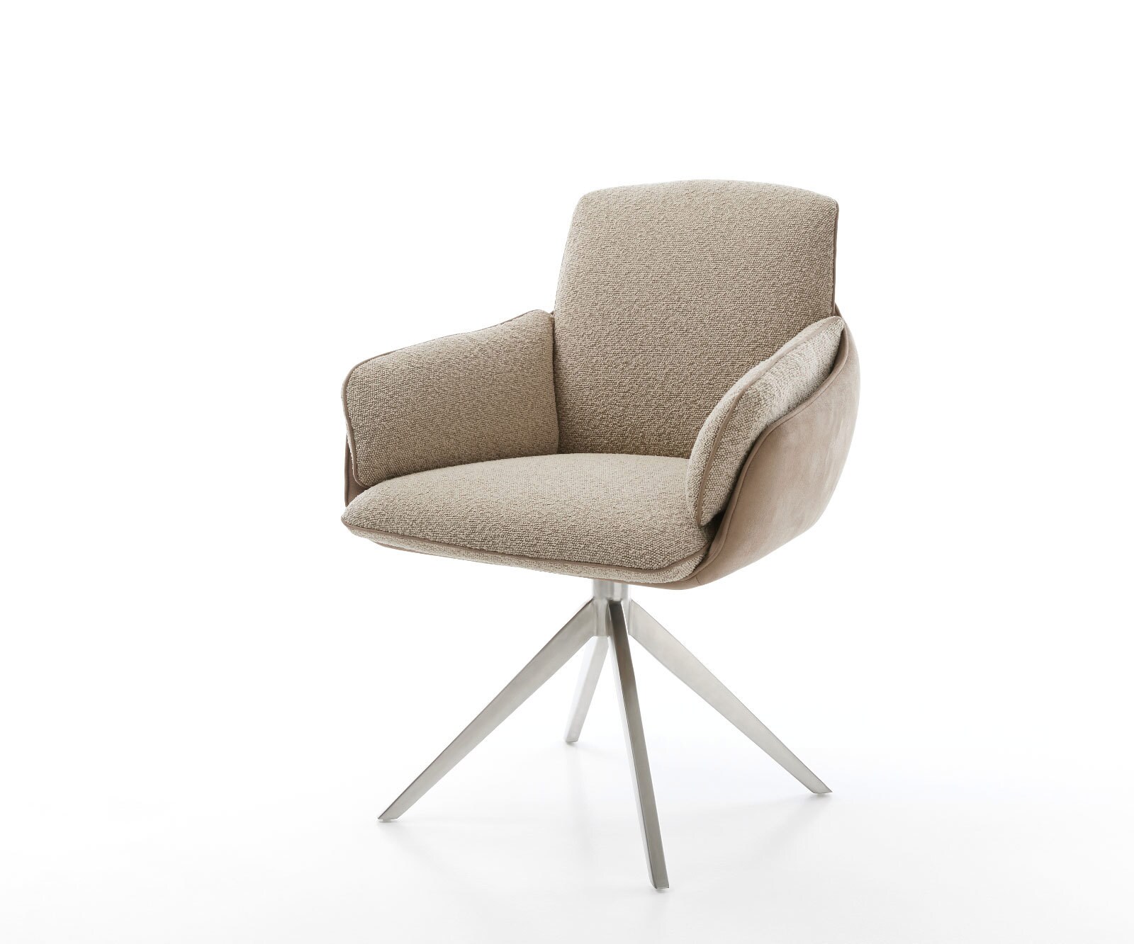 Draaistoel Luan-Flex met armleuning materiaalmix mud kruisframe breed roestvrij staal 360° draaibaar