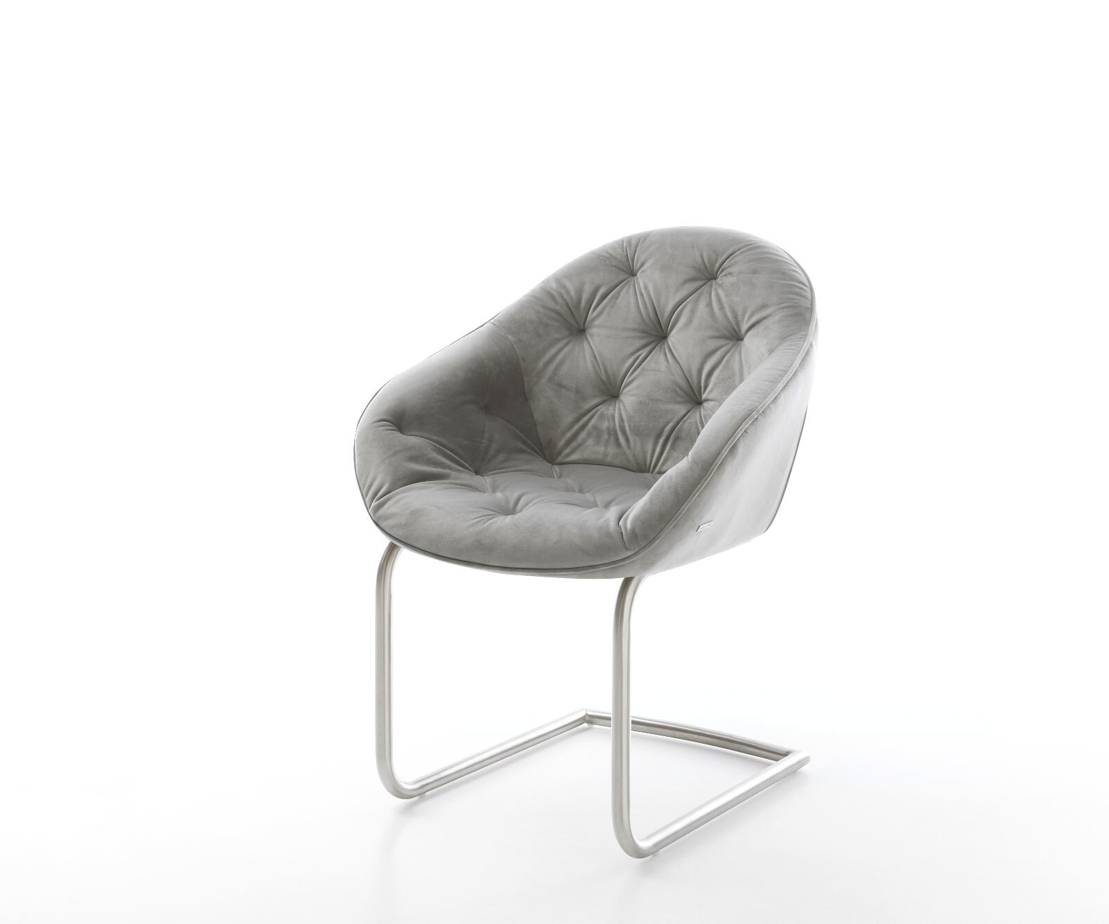 Sledemodel Gaio-Flex fluweel grijs sledemodel rond roestvrij staal Sledemodel Gaio-Flex fluweel grijs sledemodel rond roestvrij staal