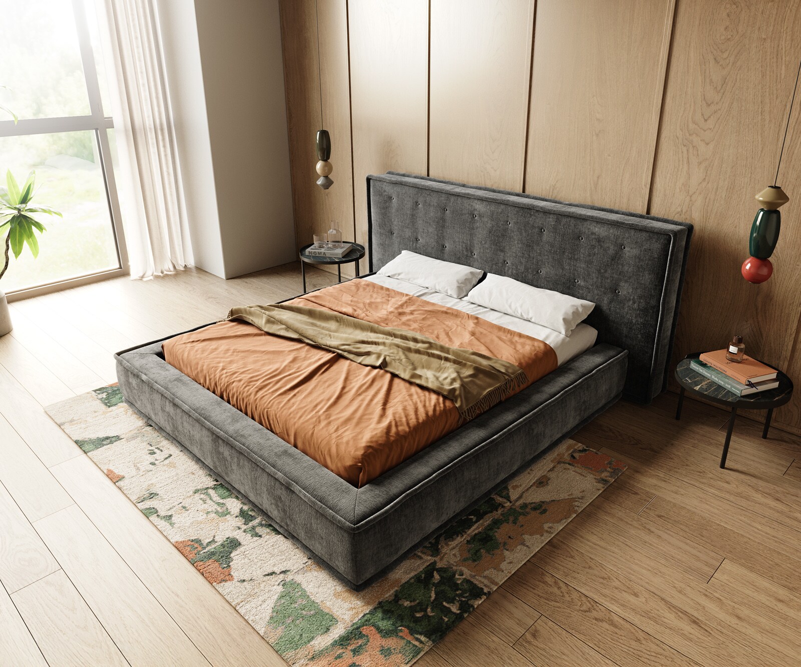 Gepolsterd-bedframe Filikos 180x200 cm chenille antraciet 3 Gepolsterd-bedframe Filikos 180x200 cm chenille antraciet 3