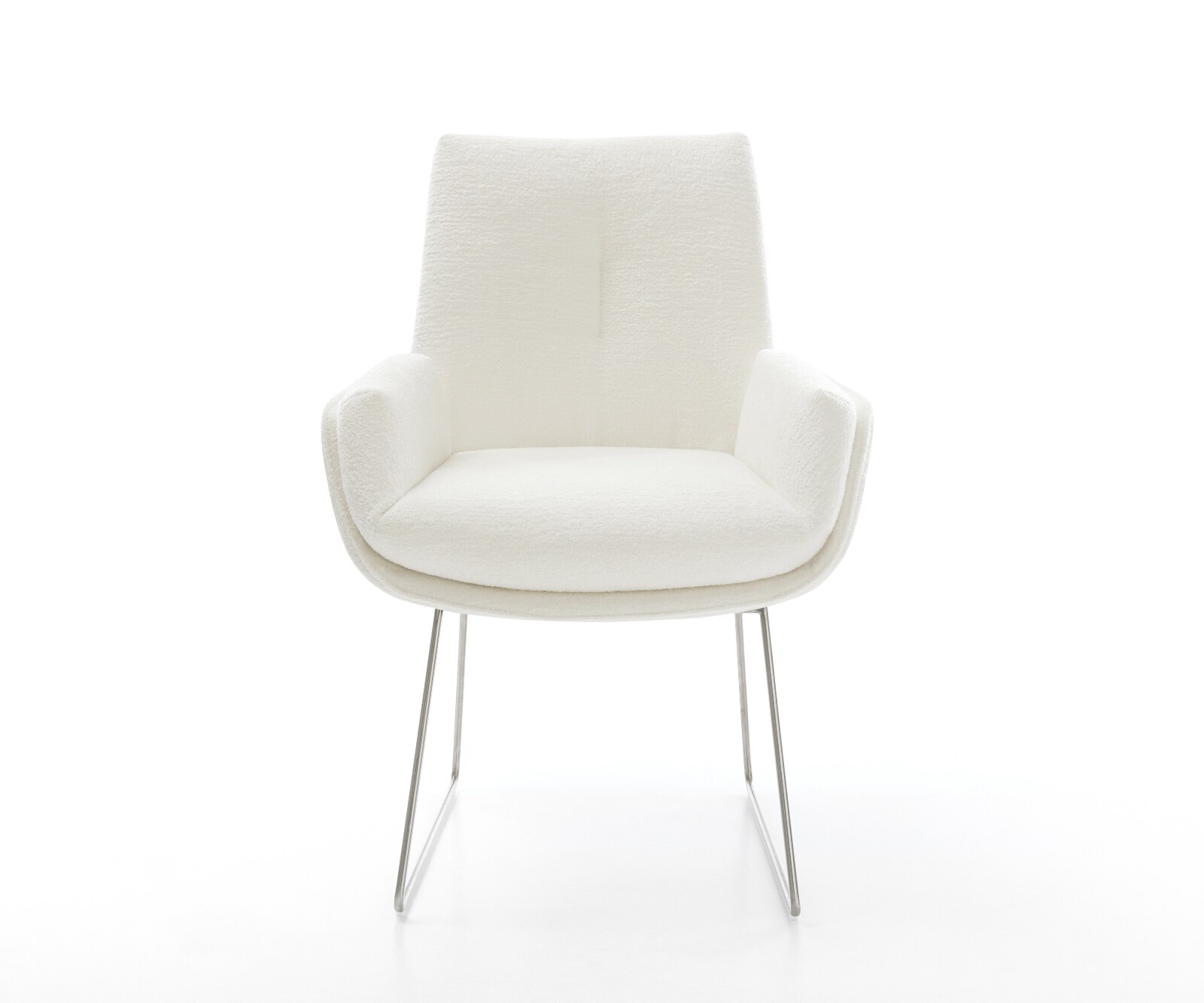 Eetkamerstoel Clea-Flex bouclé zacht beige slipframe roestvrij staal pocketveer kern 2