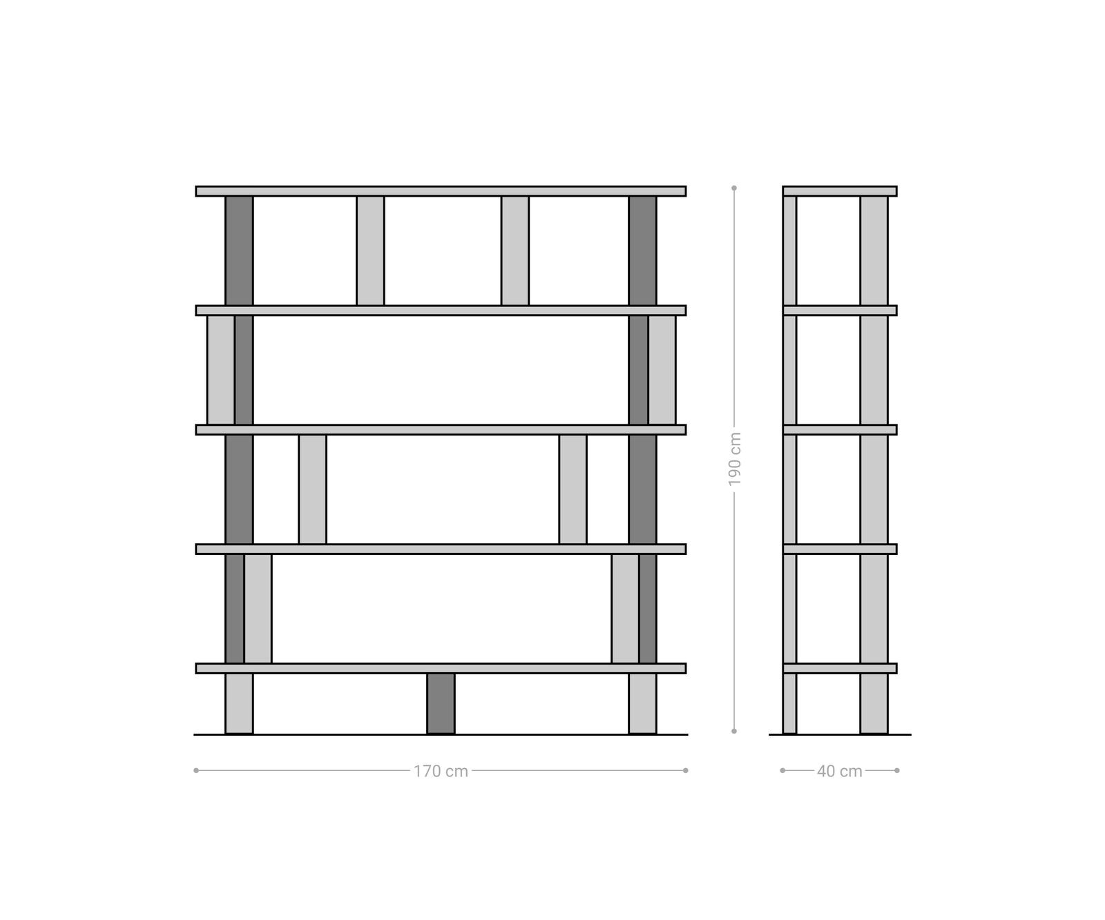Staande kast Accra 170x190 cm Acacia Natuur 8 compartimenten 9