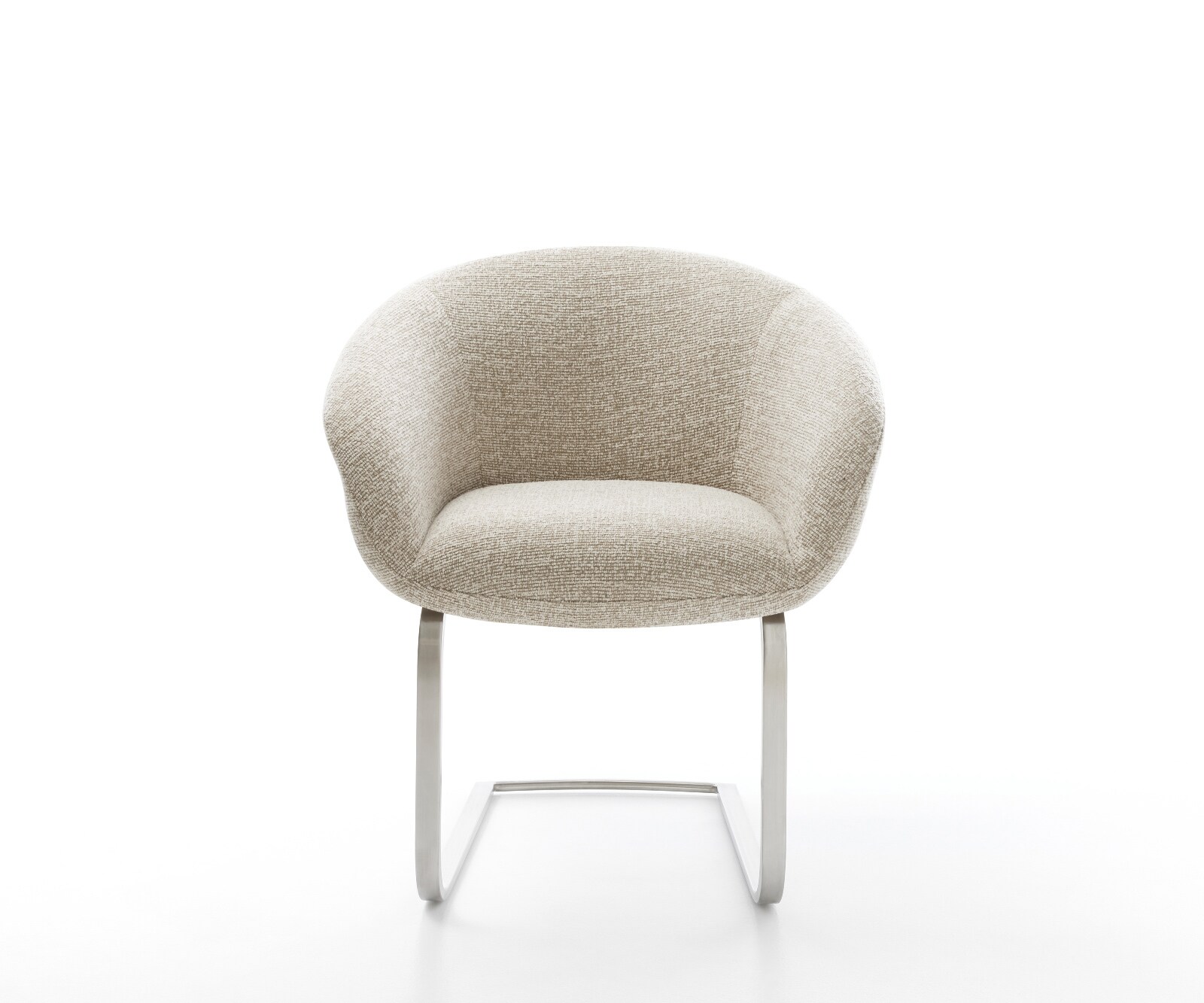 Sledemodel Vinka-Flex met armleuning geweven stof beige sledemodel vlak roestvrij staal pocketveer kern 2