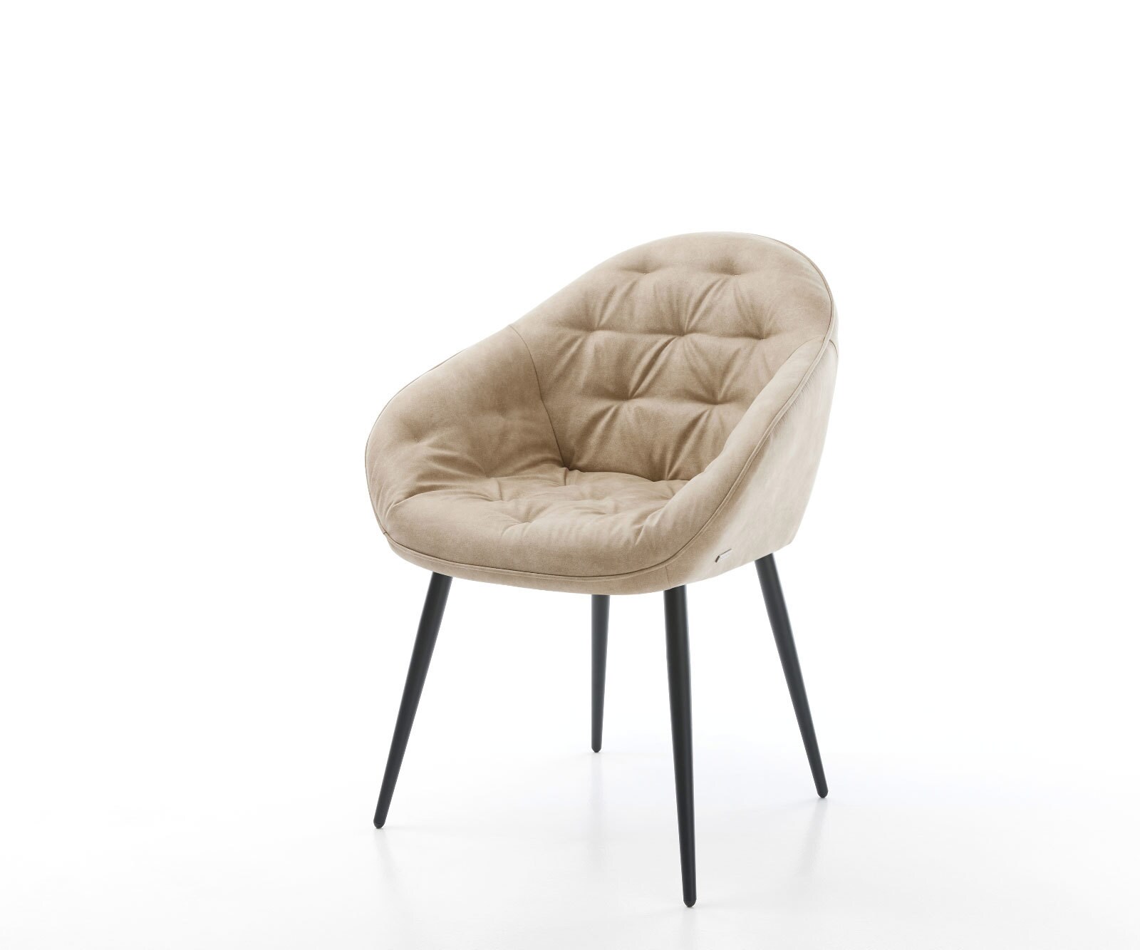 Eetkamerstoel Gaio-Flex microvelours beige vintage 4-poot conisch zwart Eetkamerstoel Gaio-Flex microvelours beige vintage 4-poot conisch zwart