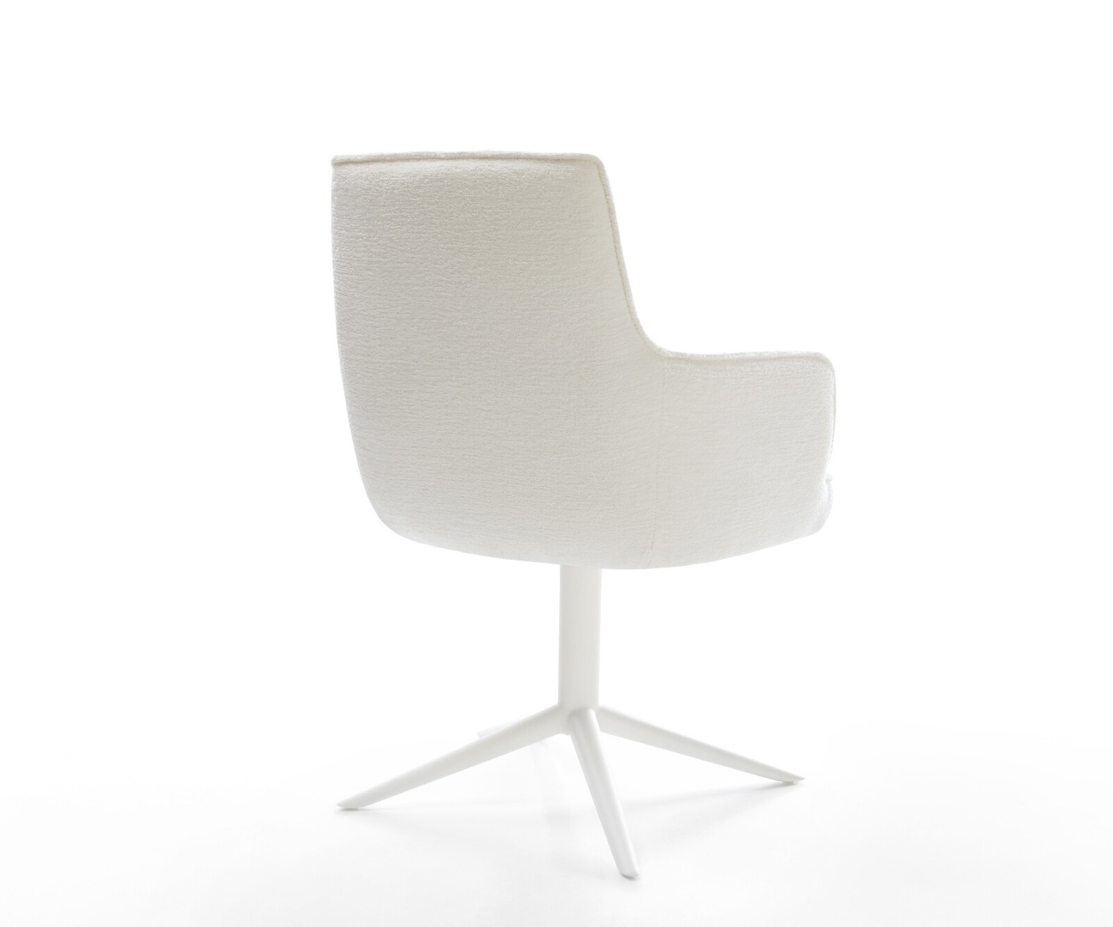 Draaistoel Heira-Flex met armleuning bouclé zacht beige kruispoot wit 360° draaibaar rocker-functie pocketveer kern 5