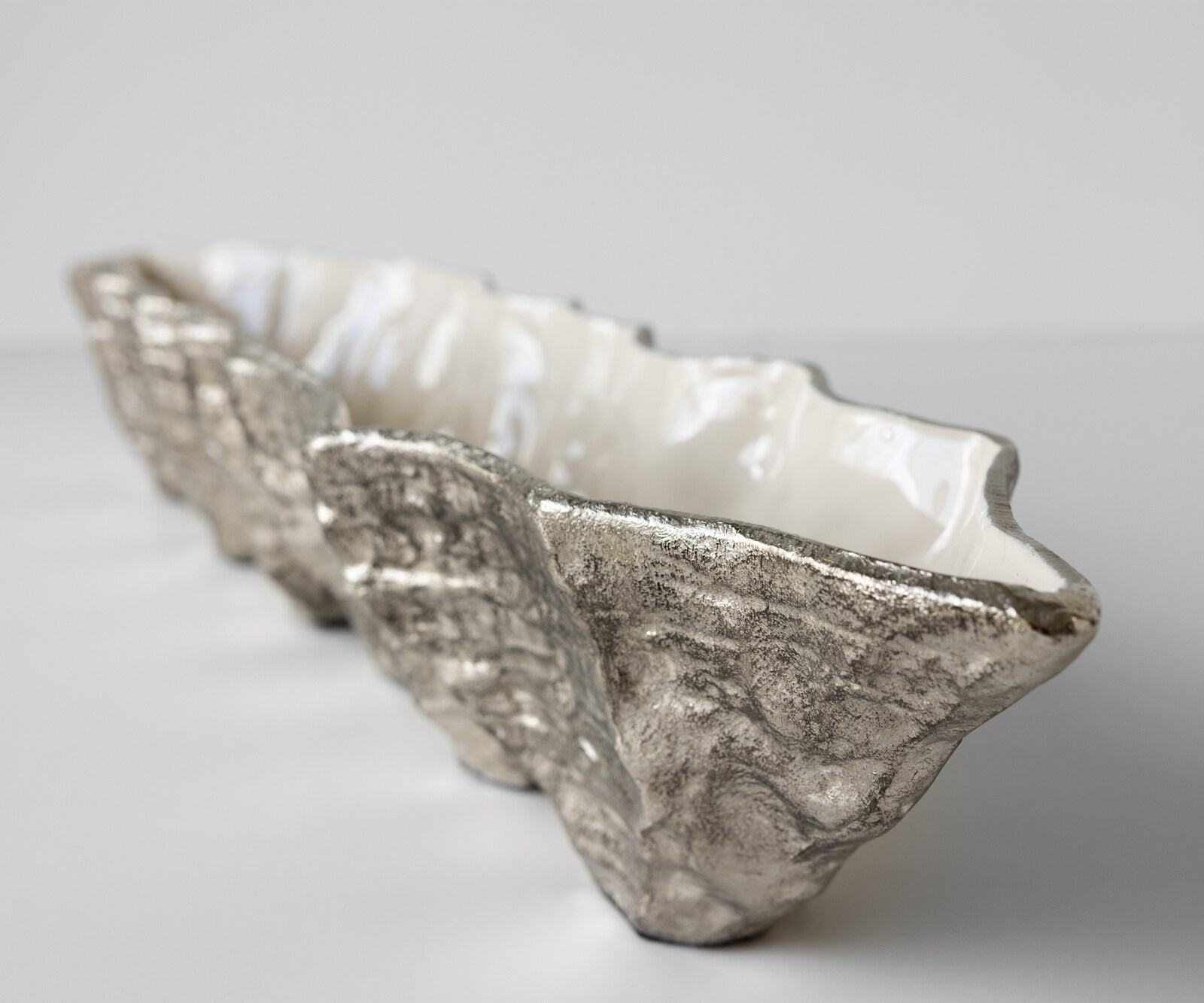 Schaal Riffa B100 x D19 x H15 cm Aluminium Platin Opal Handgemaakt 2