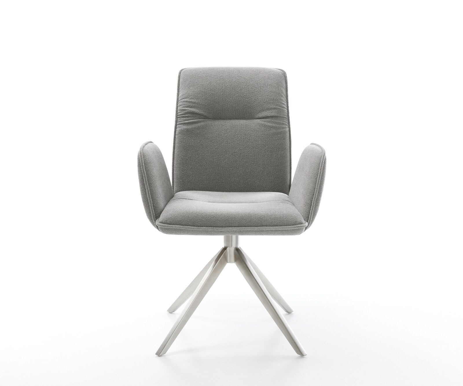 Draaistoel Vinja-Flex zachte stof met structuur grijs kruisframe breed roestvrij staal 360° draaibaar rocker-functie 2