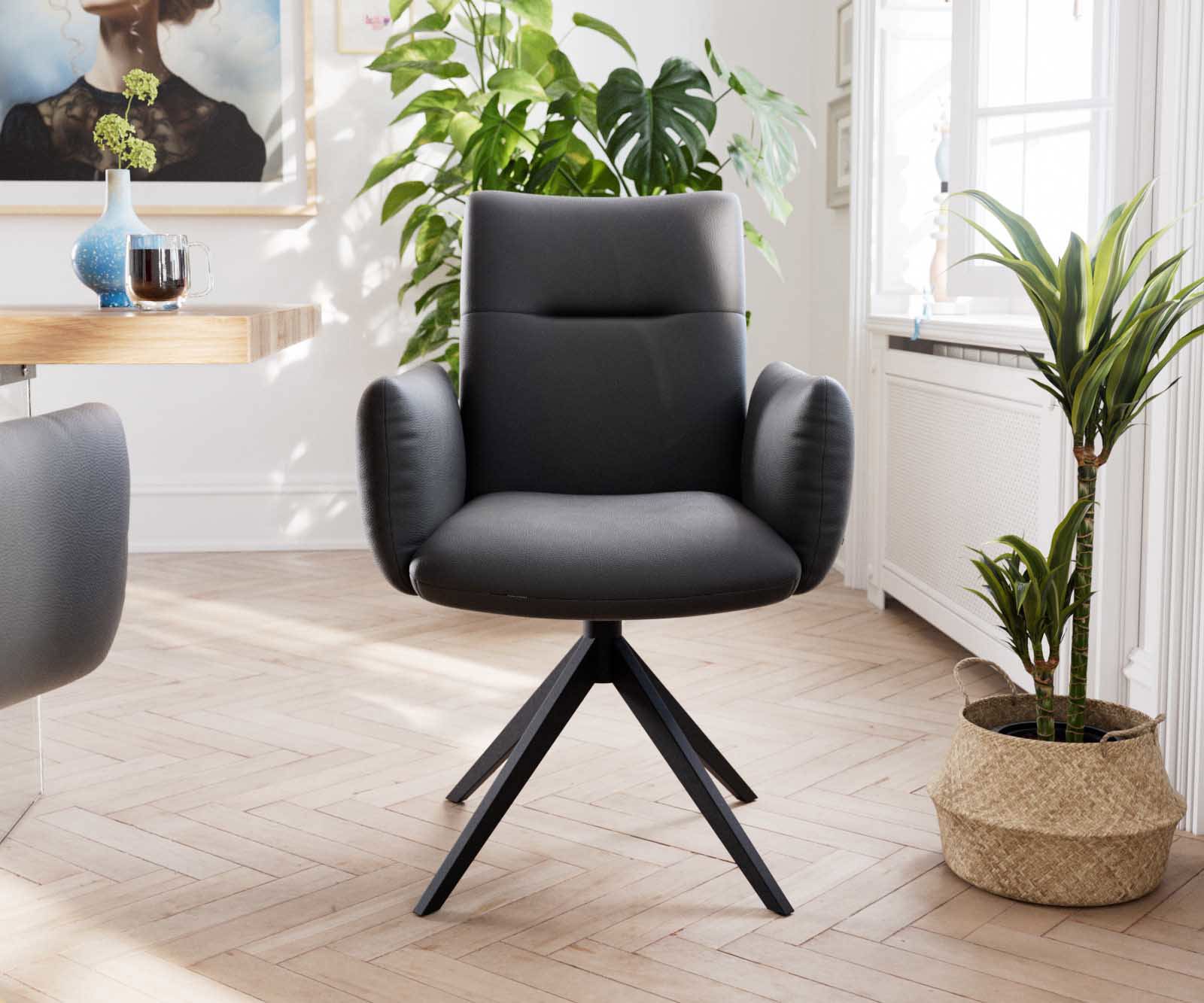 Draaistoel Jova-Flex met armleuning echt leer zwart kruisframe breed zwart 360° draaibaar pocketveer kern 1 Draaistoel Jova-Flex met armleuning echt leer zwart kruisframe breed zwart 360° draaibaar pocketveer kern 1