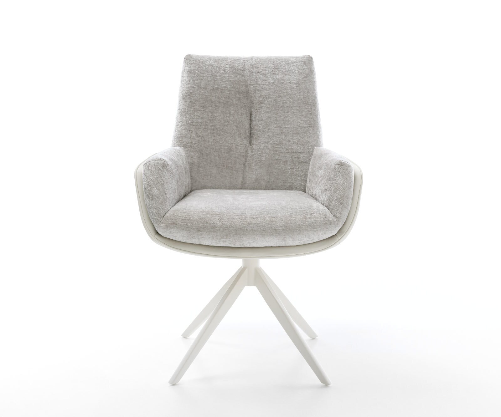 Draaistoel Clea-Flex materiaalmix echt leer wit-zilver grijs kruisframe breed wit 360° draaibaar rocker-functie 1 Draaistoel Clea-Flex materiaalmix echt leer wit-zilver grijs kruisframe breed wit 360° draaibaar rocker-functie 1