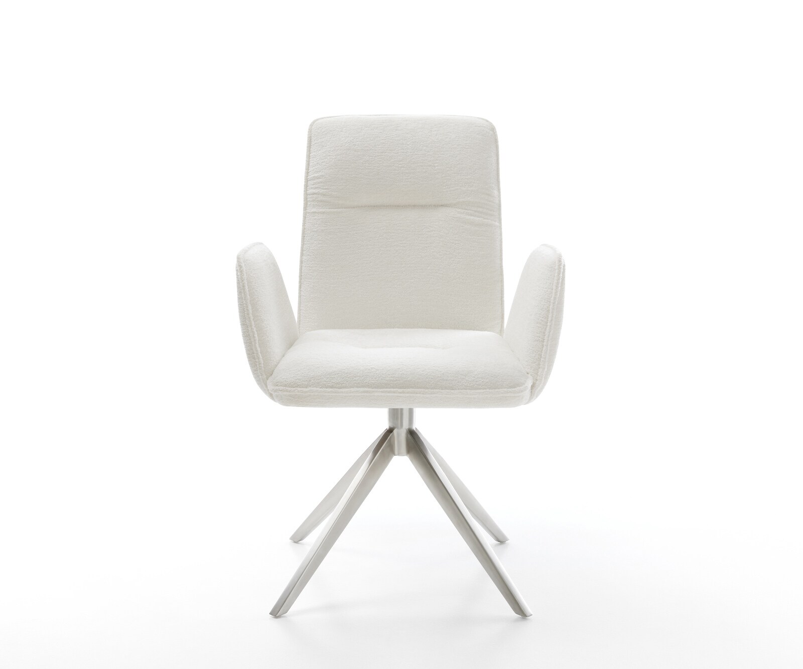 Draaistoel Vinja-Flex bouclé zacht beige kruisframe breed roestvrij staal 360° draaibaar rocker-functie 2