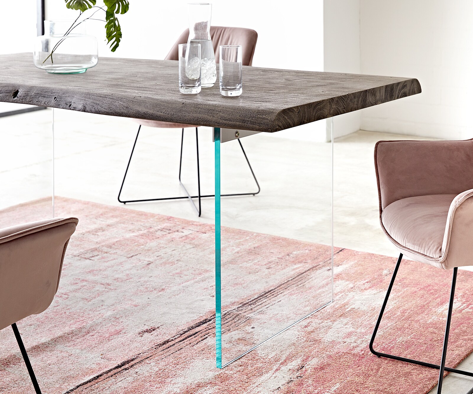 Eettafel Edge 200x100 XL acacia platina verre Live-Edge 4 Eettafel Edge 200x100 XL acacia platina verre Live-Edge 4