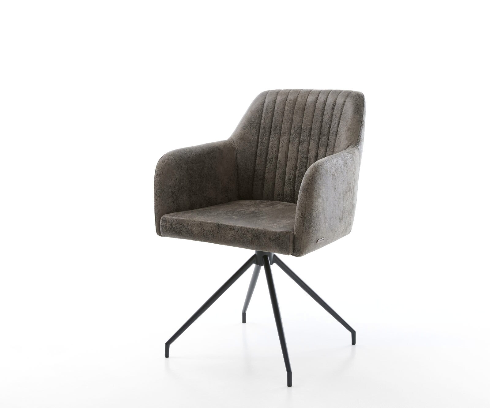 Eetkamerstoel Greg-Flex microvelours grijs antiek kruisframe conisch zwart pocketveer kern