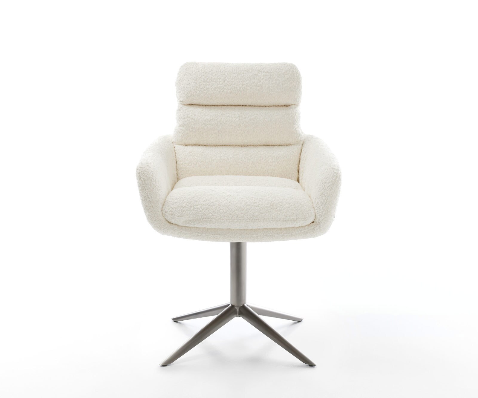 Draaistoel Abelia-Flex met armleuning bouclé wit kruispoot grafiet 360° draaibaar rocker-functie 1