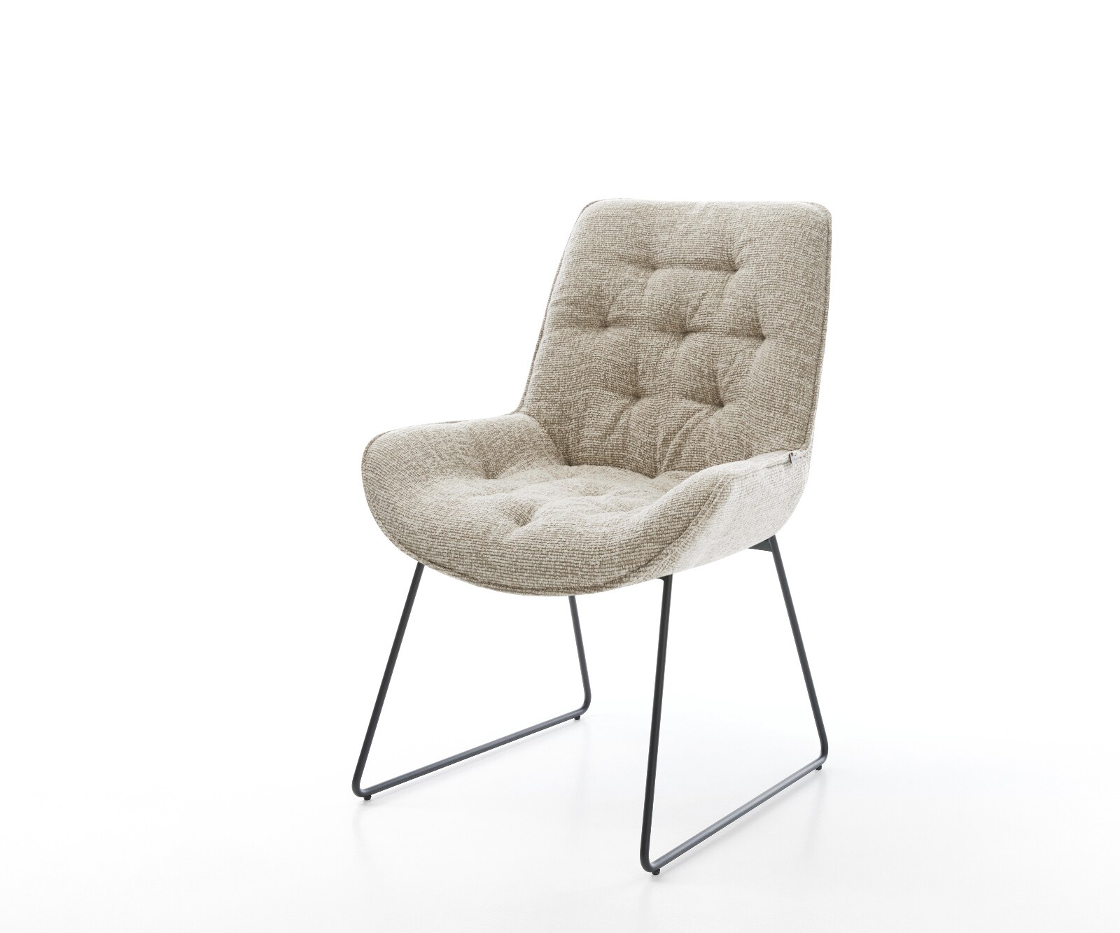 Eetkamerstoel Taimi-Flex geweven stof beige slipframe zwart 1