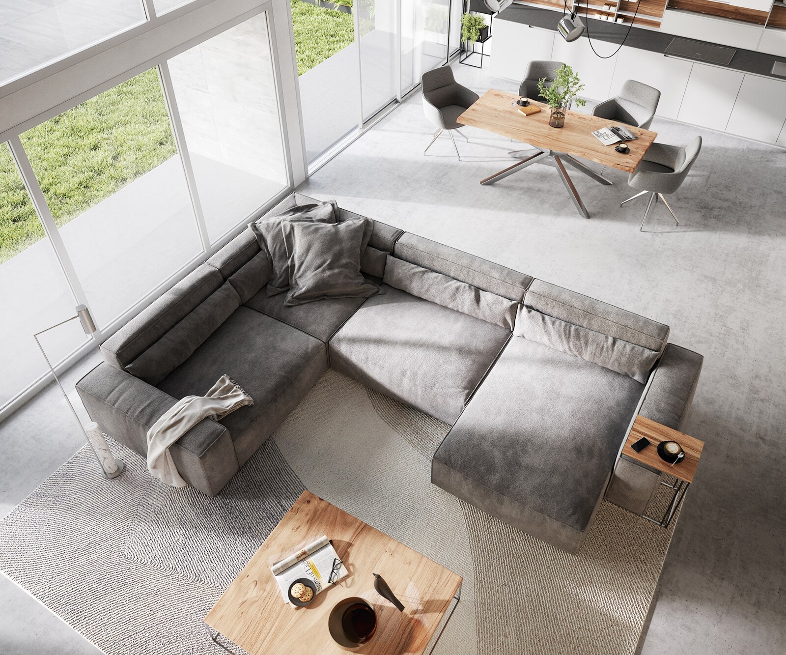 Woonkamerlandschap Sirpio XL 360x260 cm microvezel taupe recamiere variabele 4